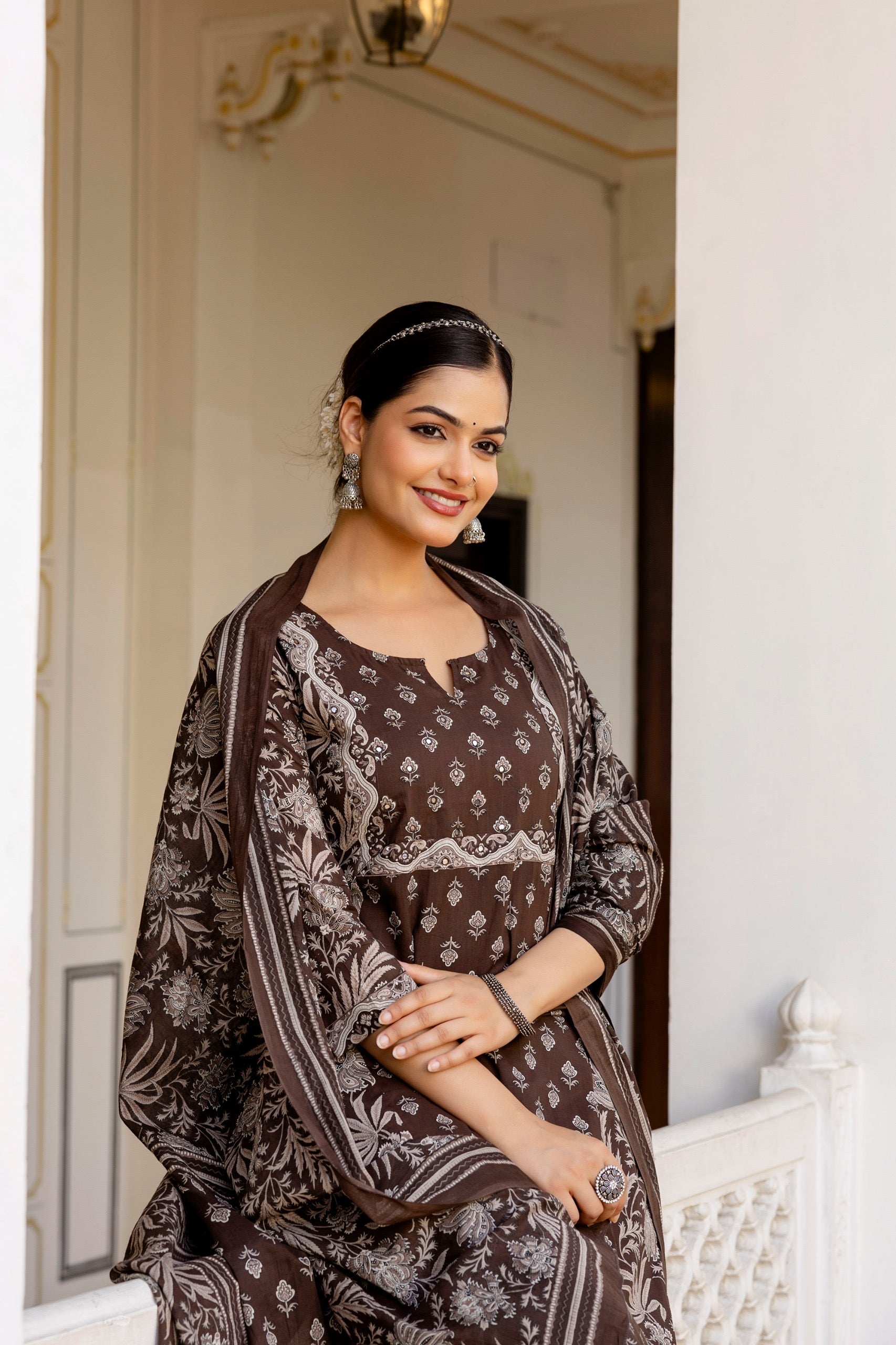 Jaipuri Cotton Embroidered Pant Set - The Jaipur Studio