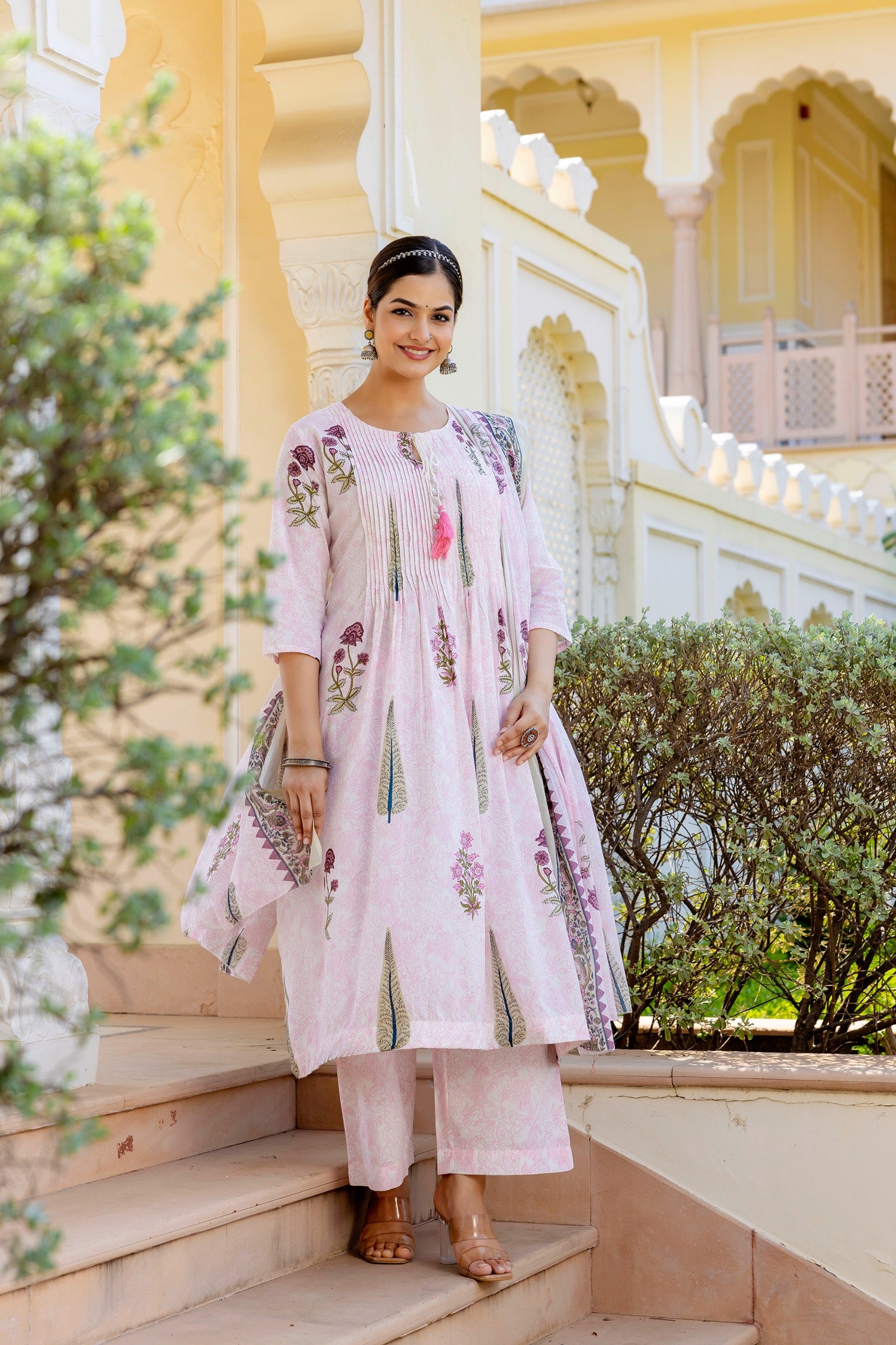 Sumira Handblock Premium Cotton Pant Set - The Jaipur Studio