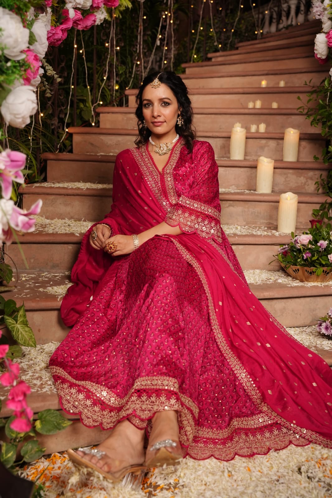 Kajol Chinnon Anarkali Embroidered Pant set - The Jaipur Studio