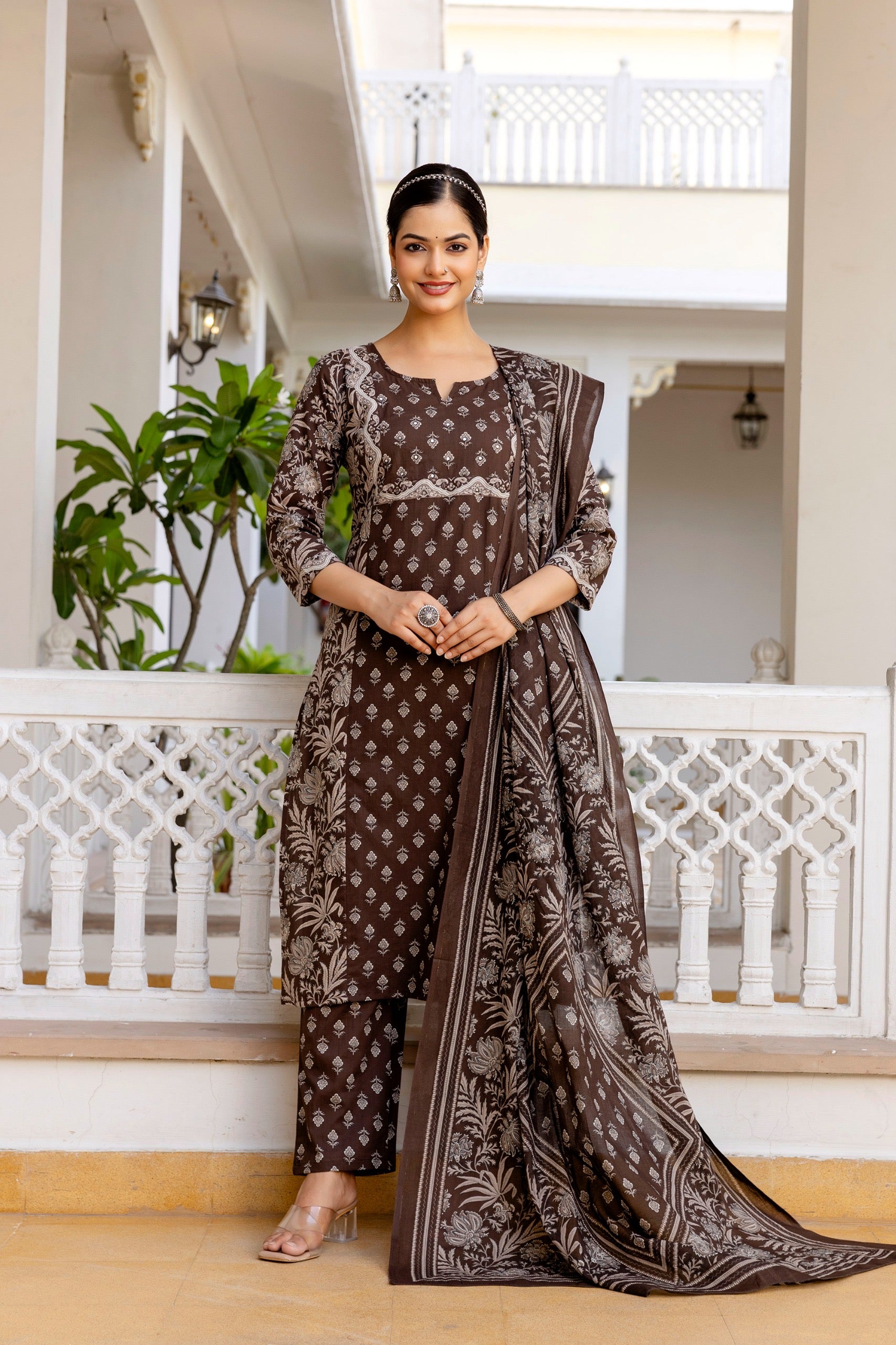 Jaipuri Cotton Embroidered Pant Set - The Jaipur Studio