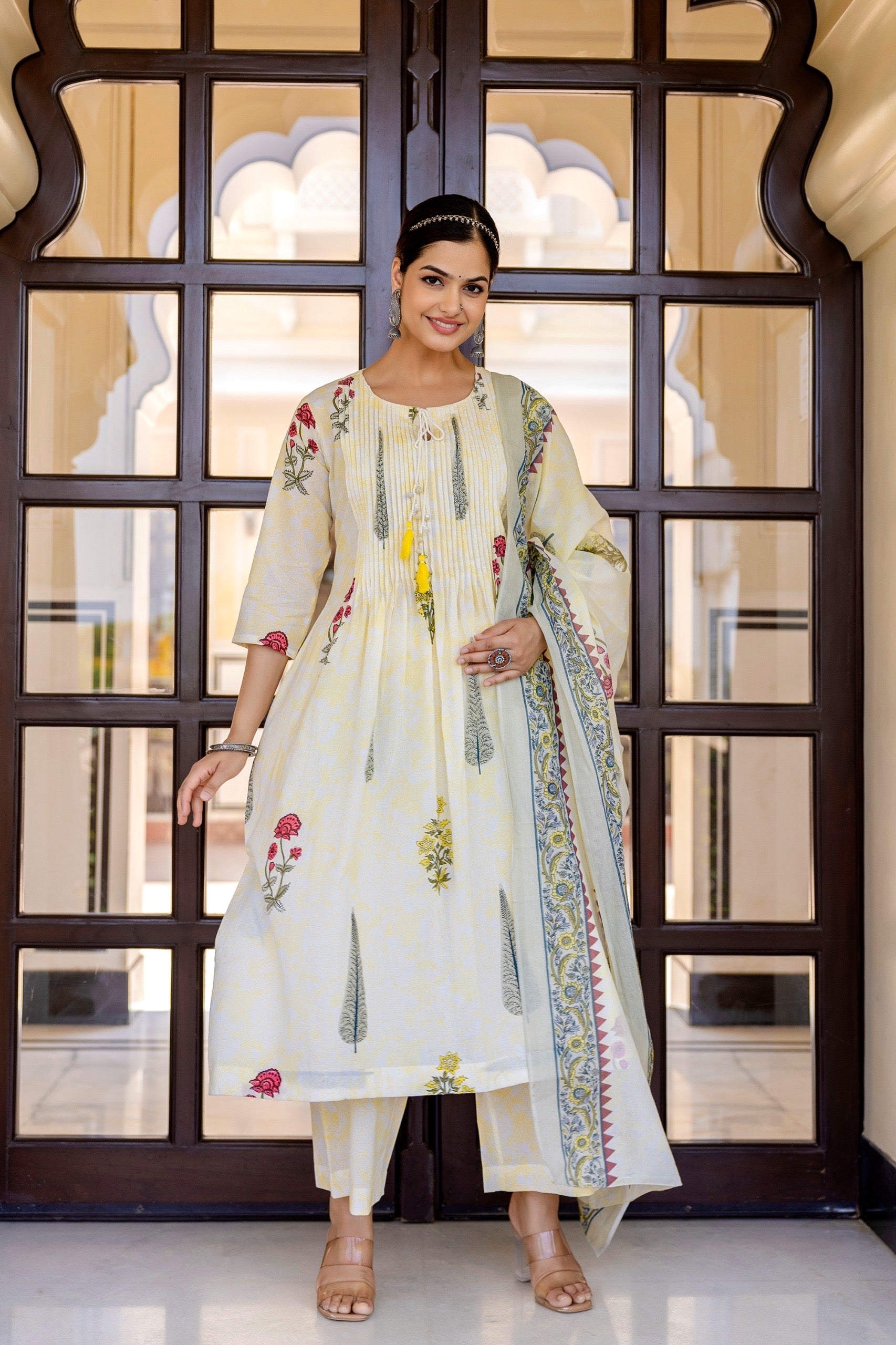 Sumira Handblock Premium Cotton Pant Set - The Jaipur Studio