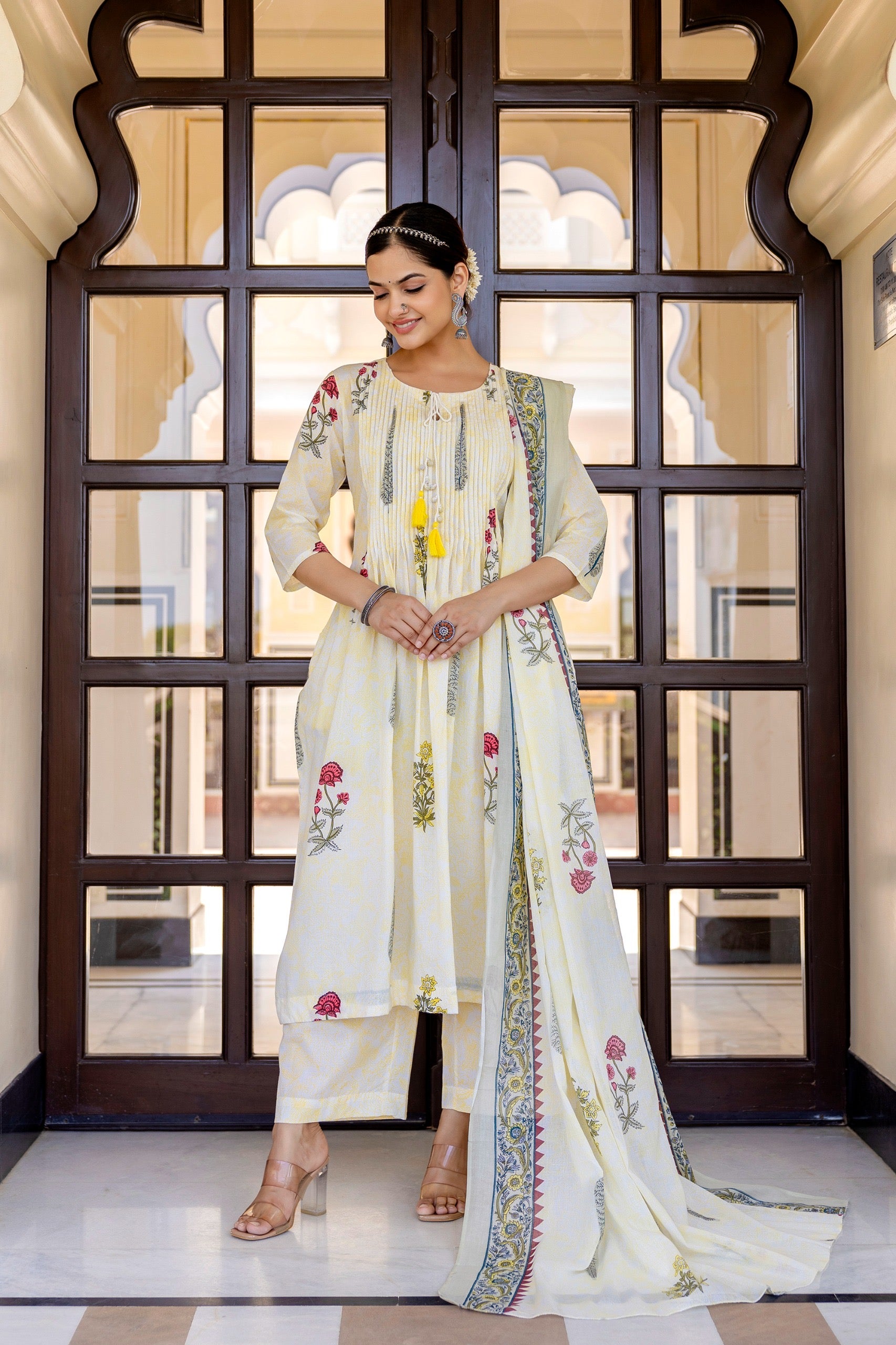 Sumira Handblock Premium Cotton Pant Set - The Jaipur Studio