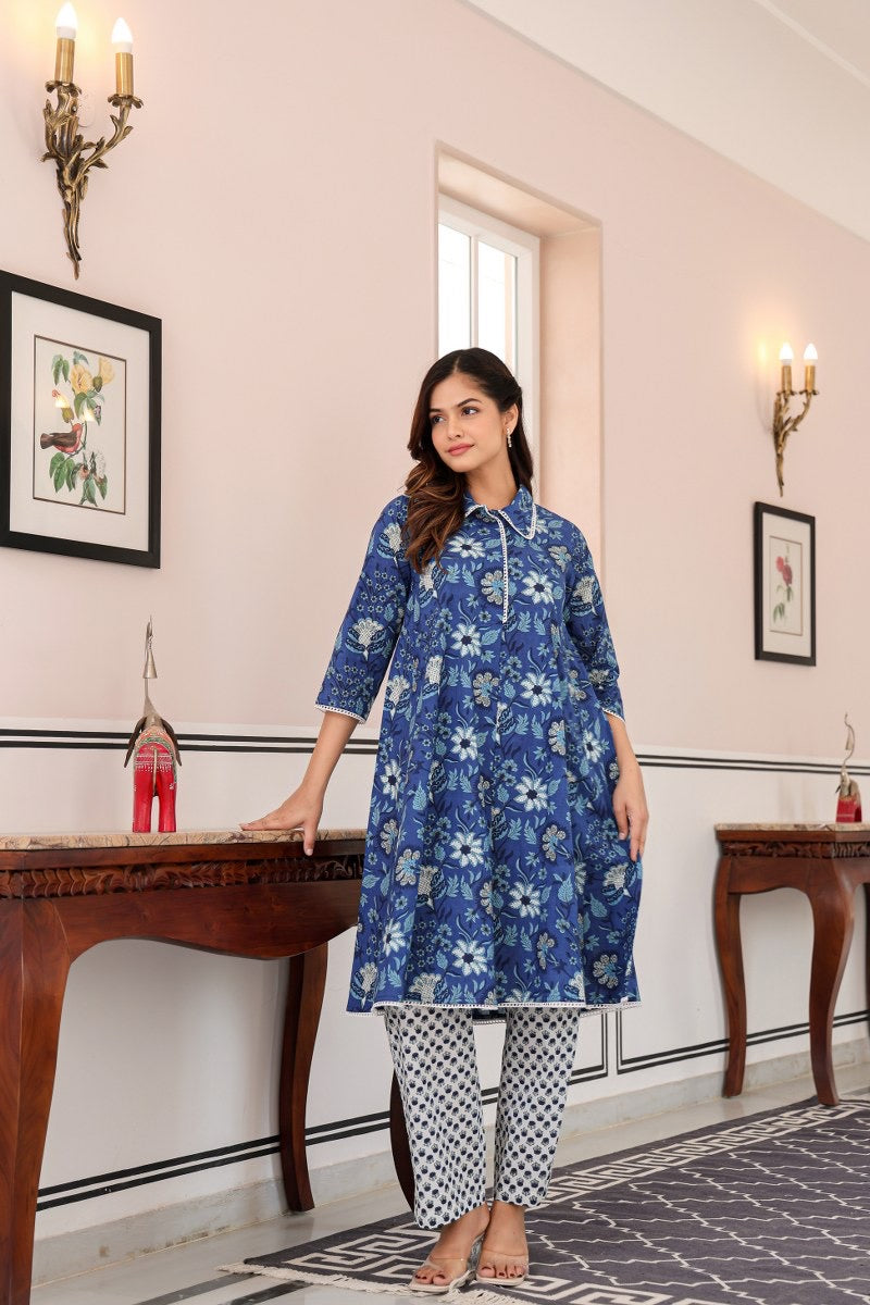 Kaya Cotton Handblock A-line Coord Set - The Jaipur Studio