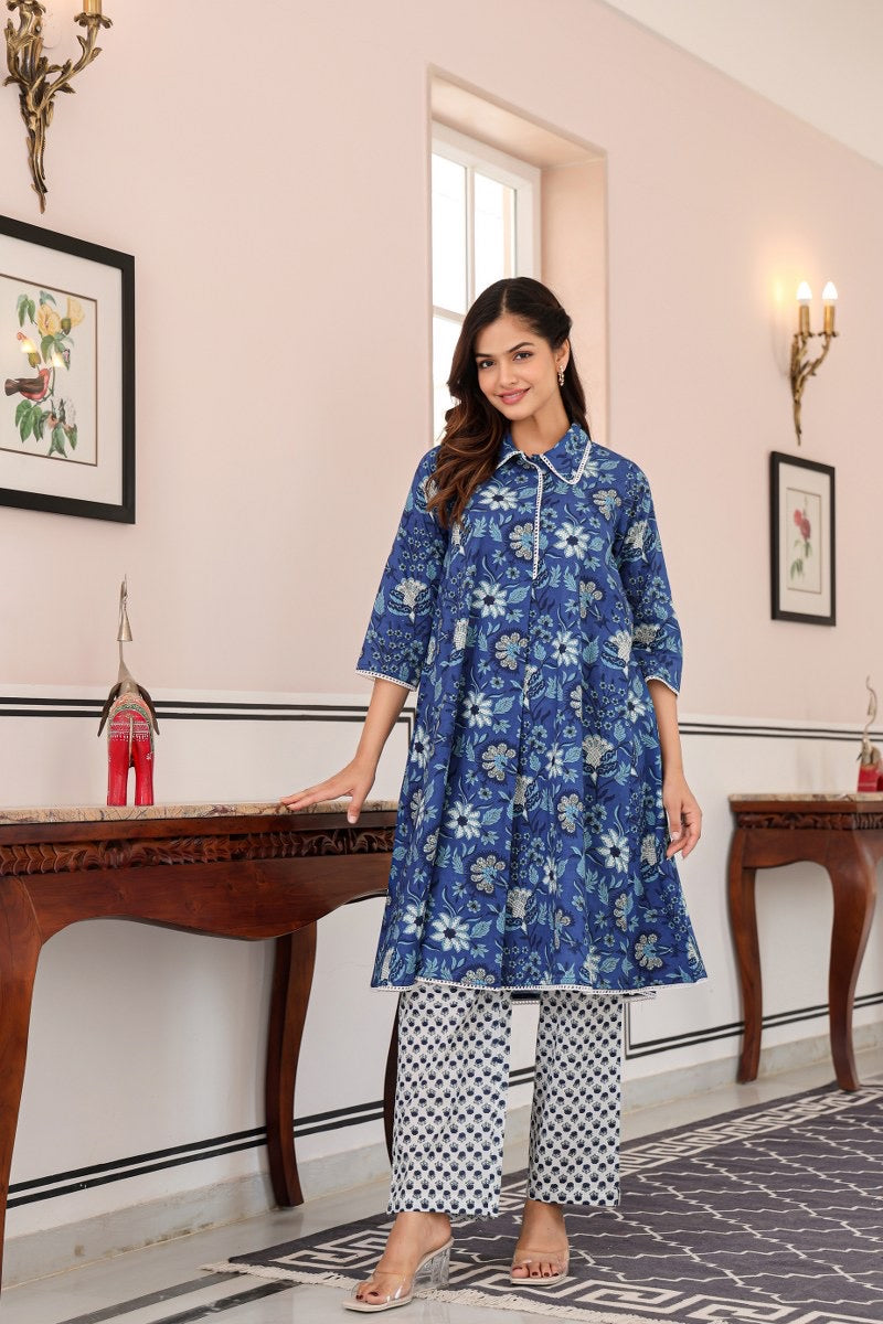 Kaya Cotton Handblock A-line Coord Set - The Jaipur Studio