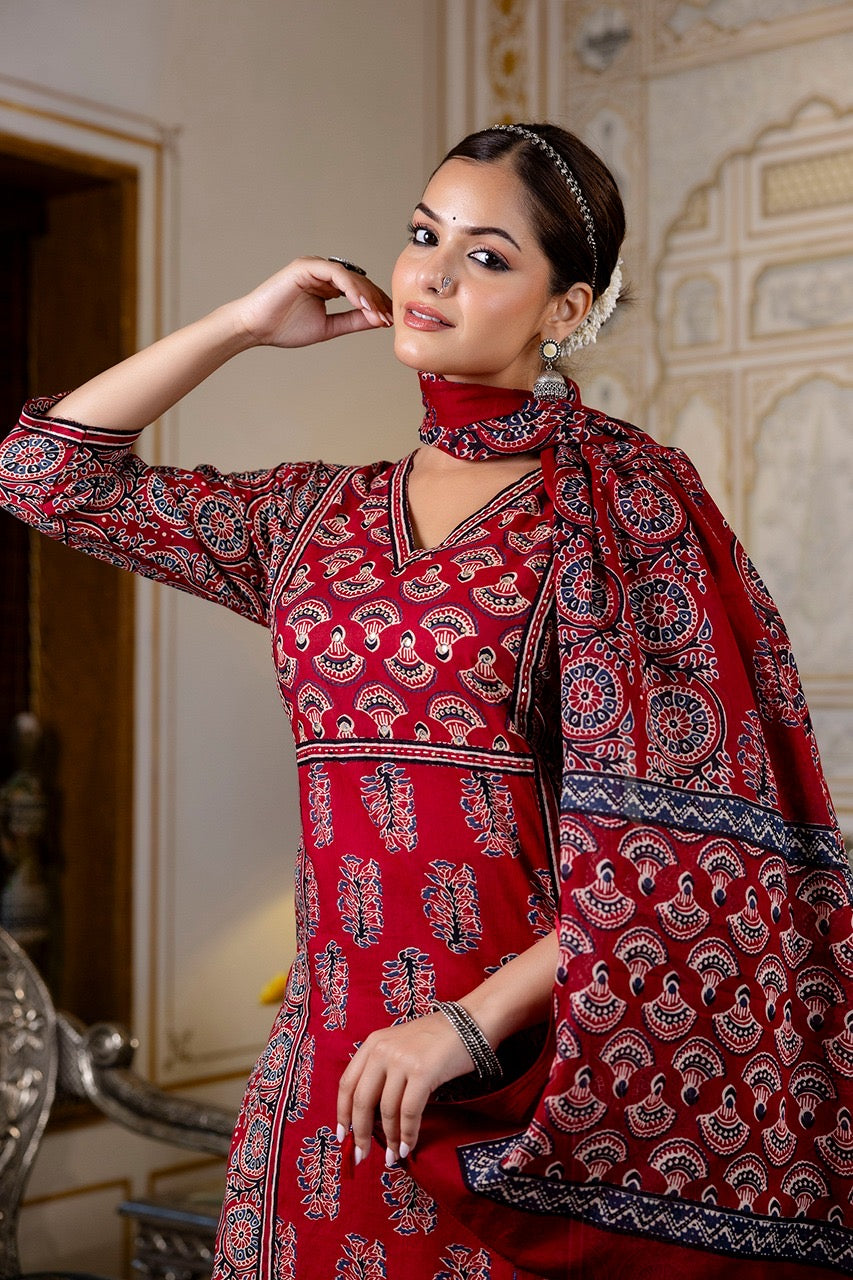 Noor Cotton Embroidered Pant Set - The Jaipur Studio