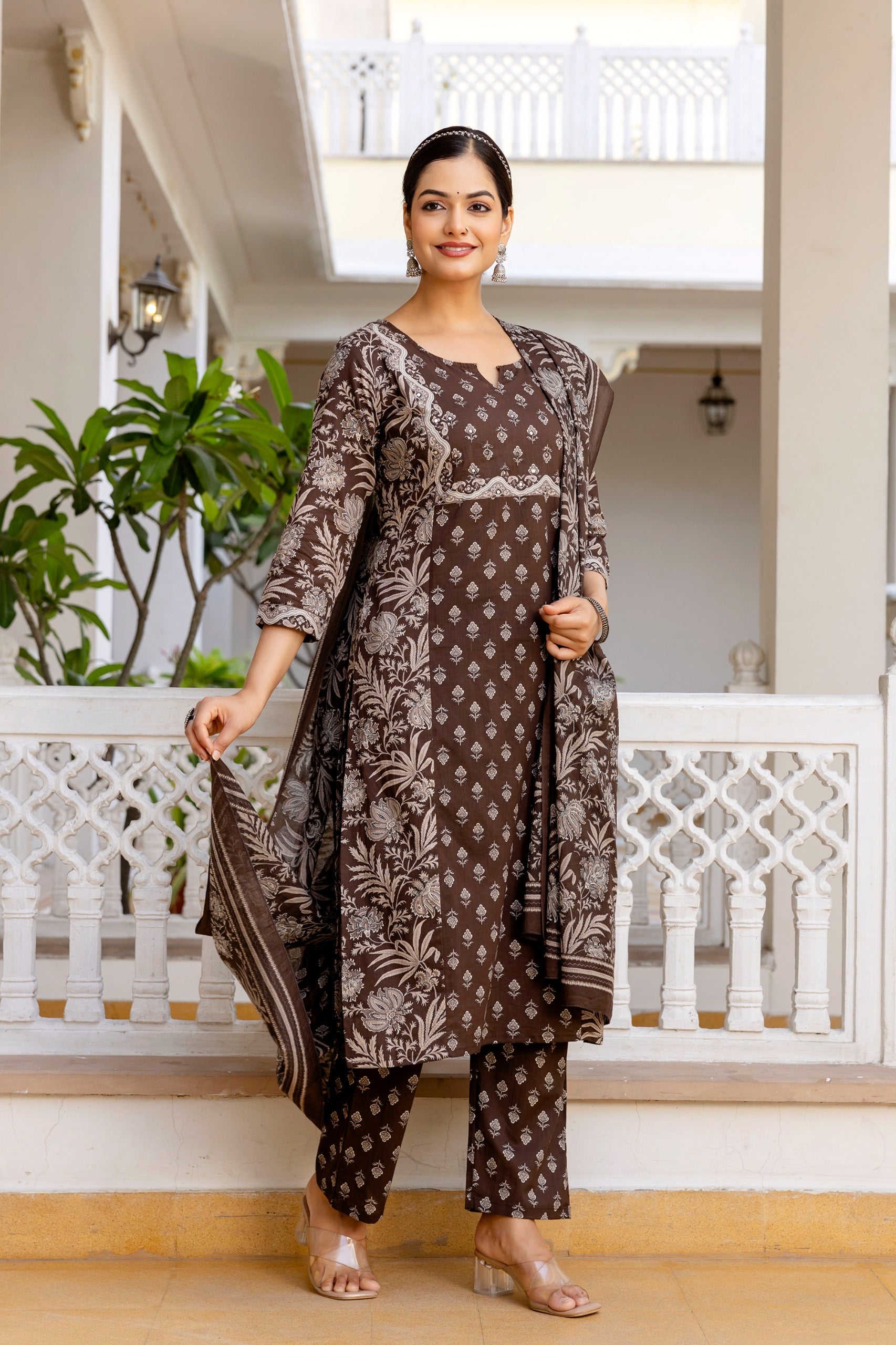 Jaipuri Cotton Embroidered Pant Set - The Jaipur Studio