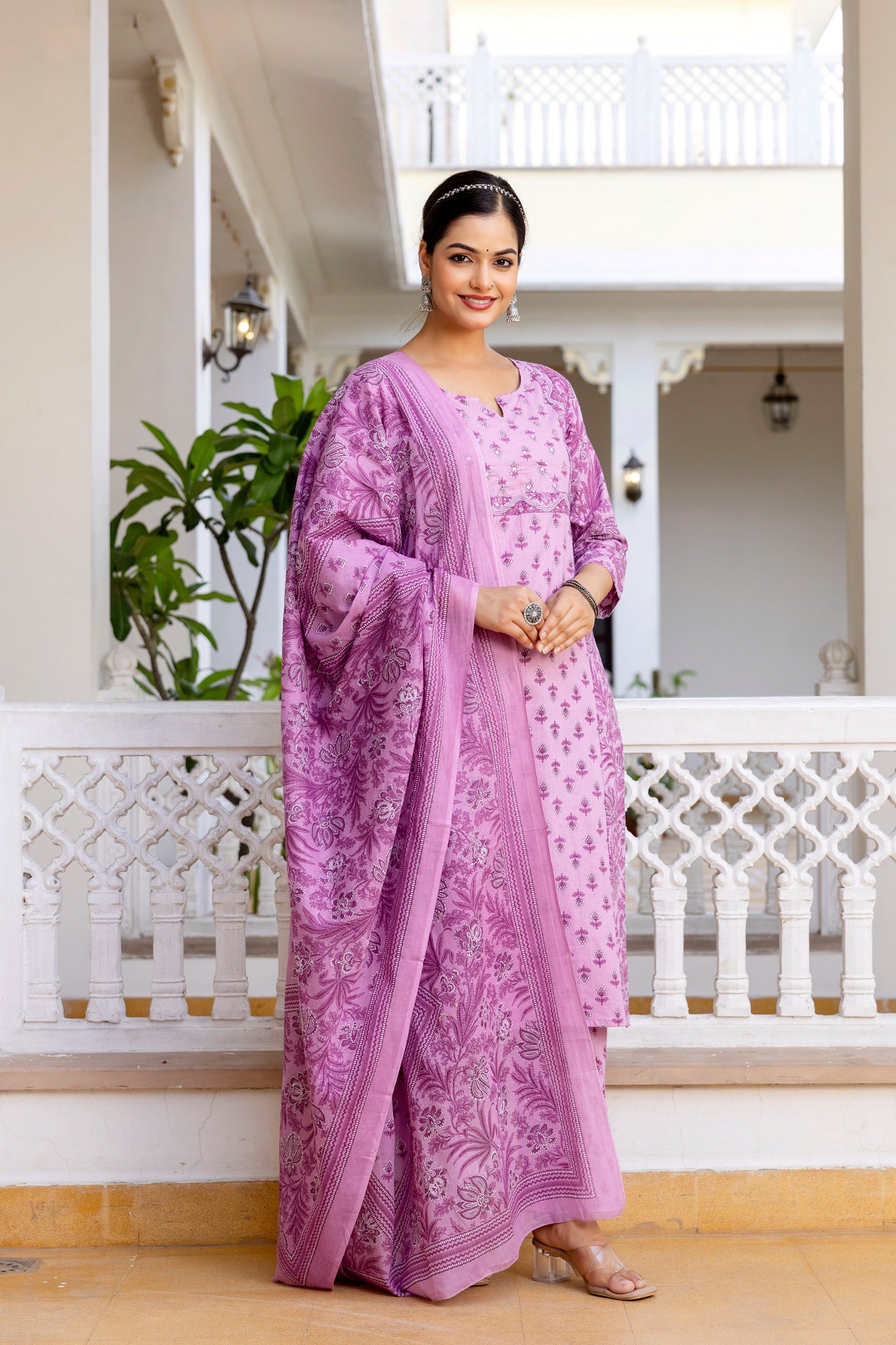 Jaipuri Cotton Embroidered Pant Set - The Jaipur Studio