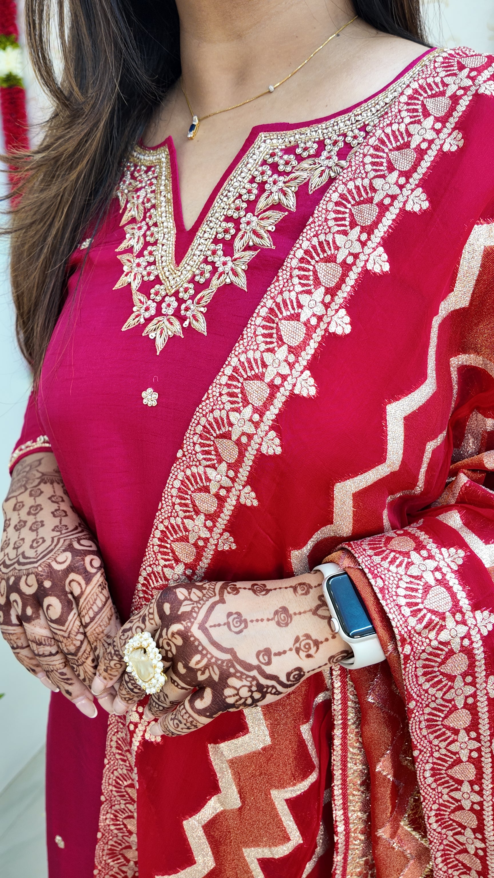 Neria Silk Hand Embroidered Festive Pant Set - The Jaipur Studio