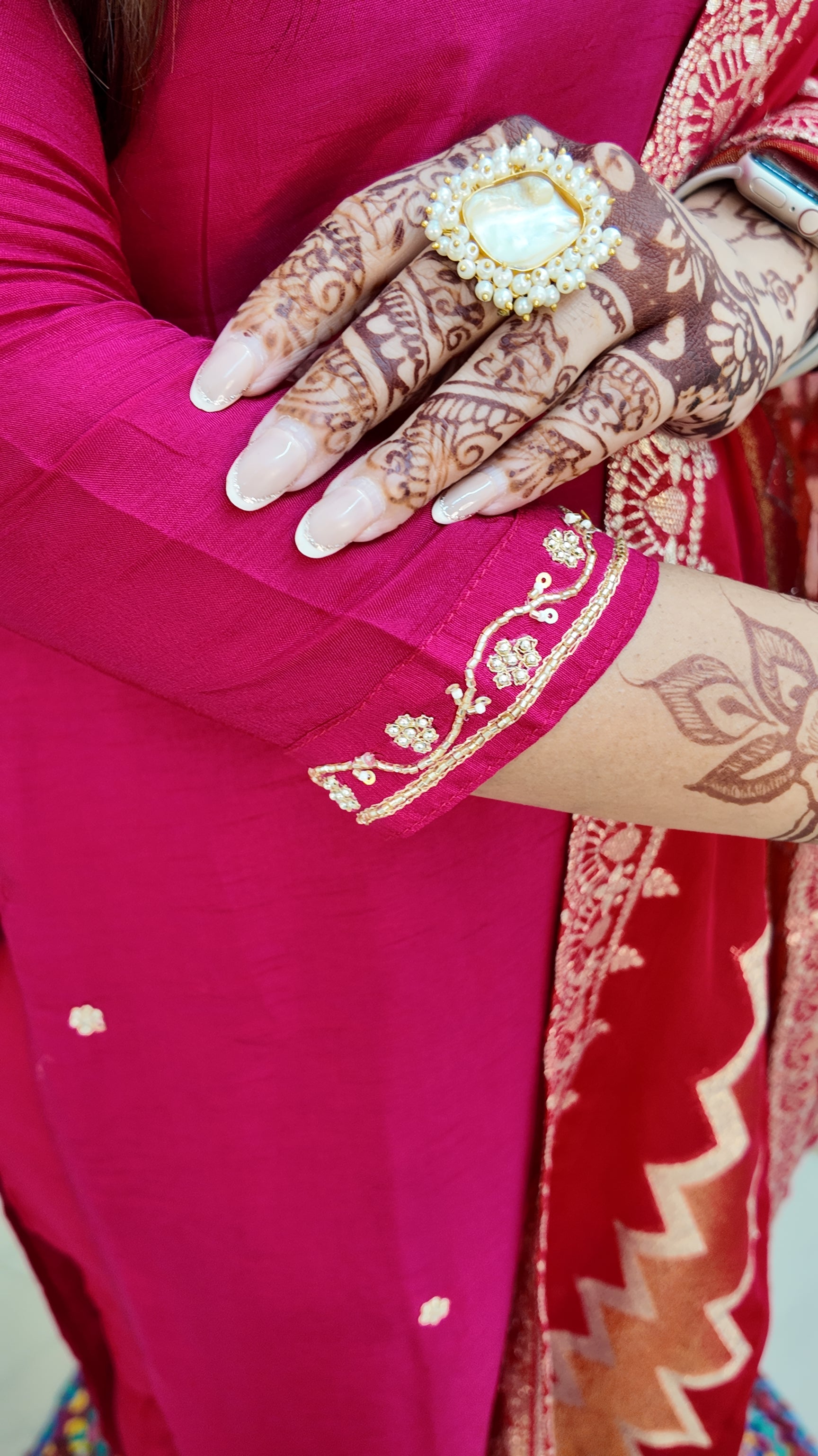 Neria Silk Hand Embroidered Festive Pant Set - The Jaipur Studio