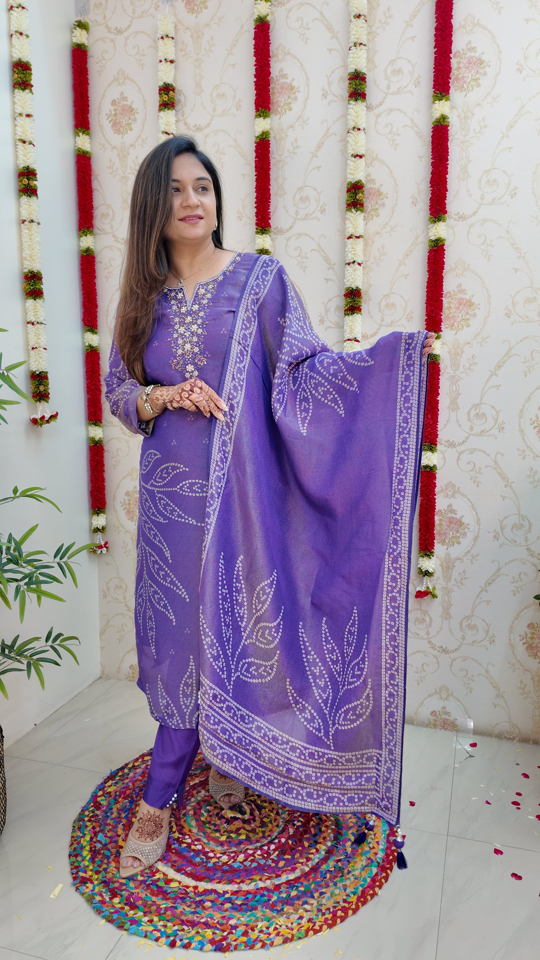 Noor Tissue Shimmer Embroidered Festive Pant Set - The Jaipur Studio
