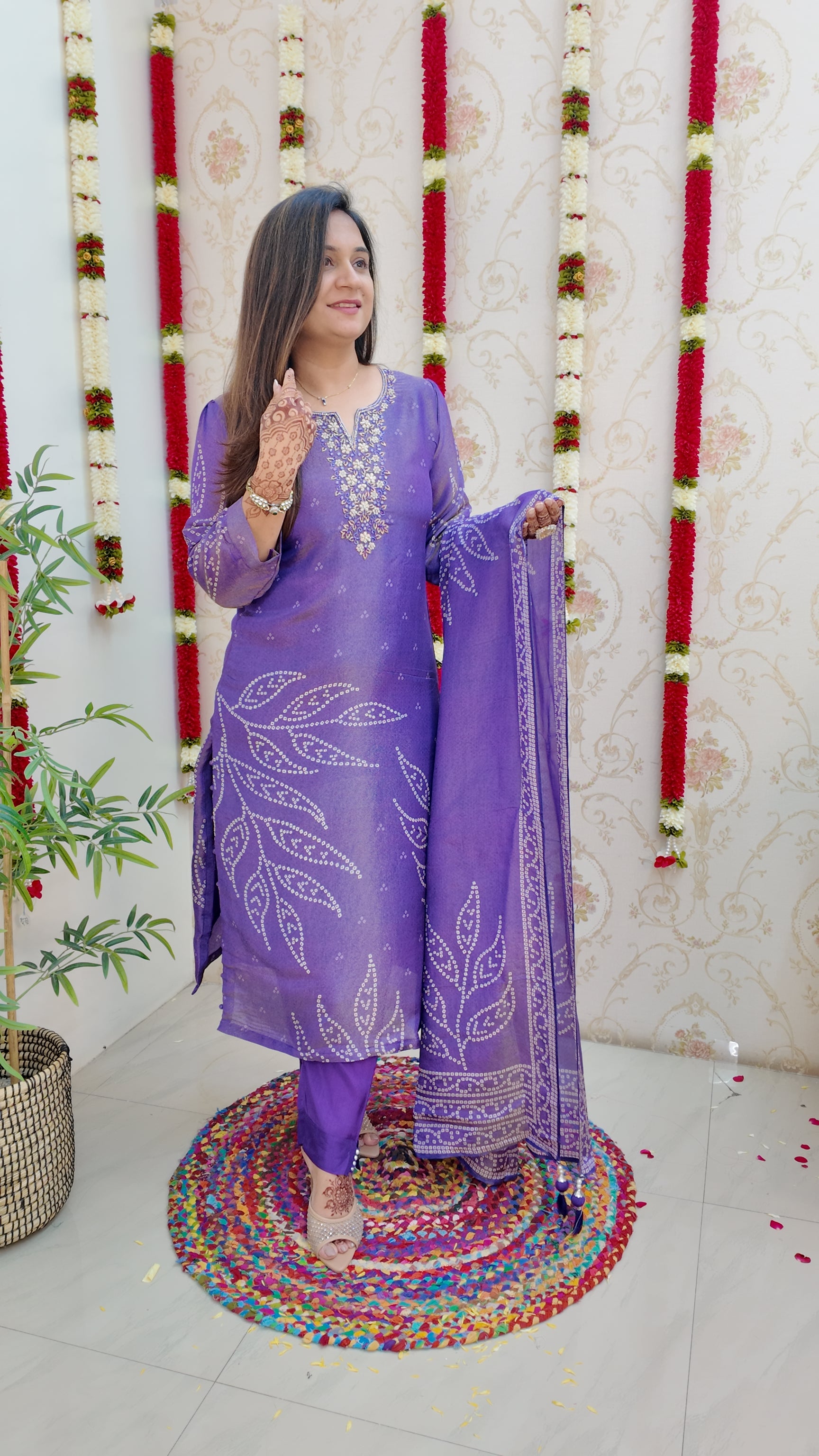 Noor Tissue Shimmer Embroidered Festive Pant Set - The Jaipur Studio