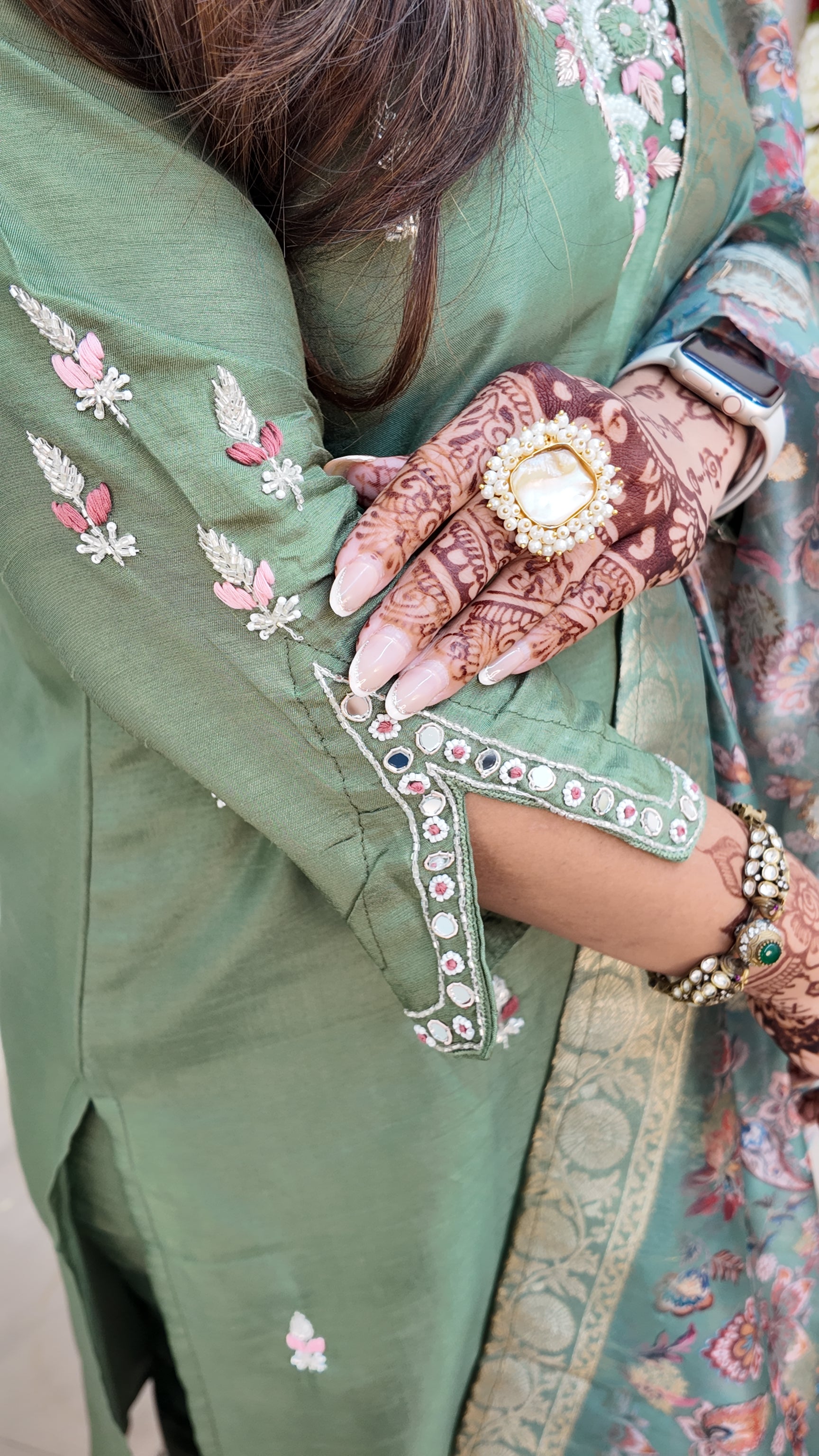 Kaira Silk Hand embroidered Festive Pant Set - The Jaipur Studio