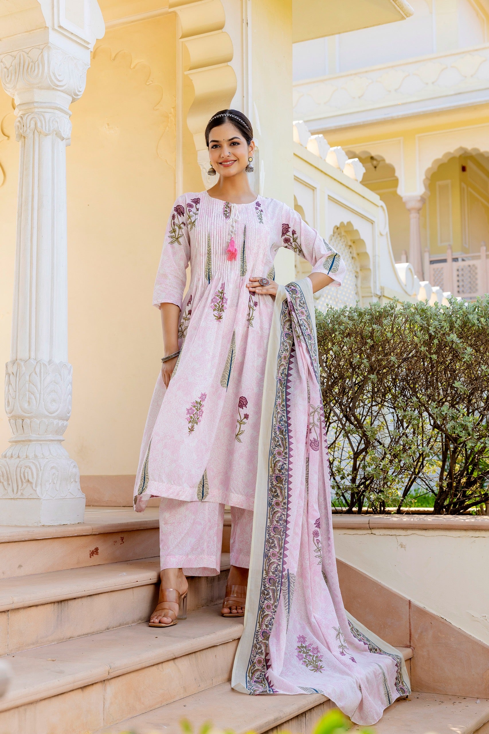 Sumira Handblock Premium Cotton Pant Set - The Jaipur Studio