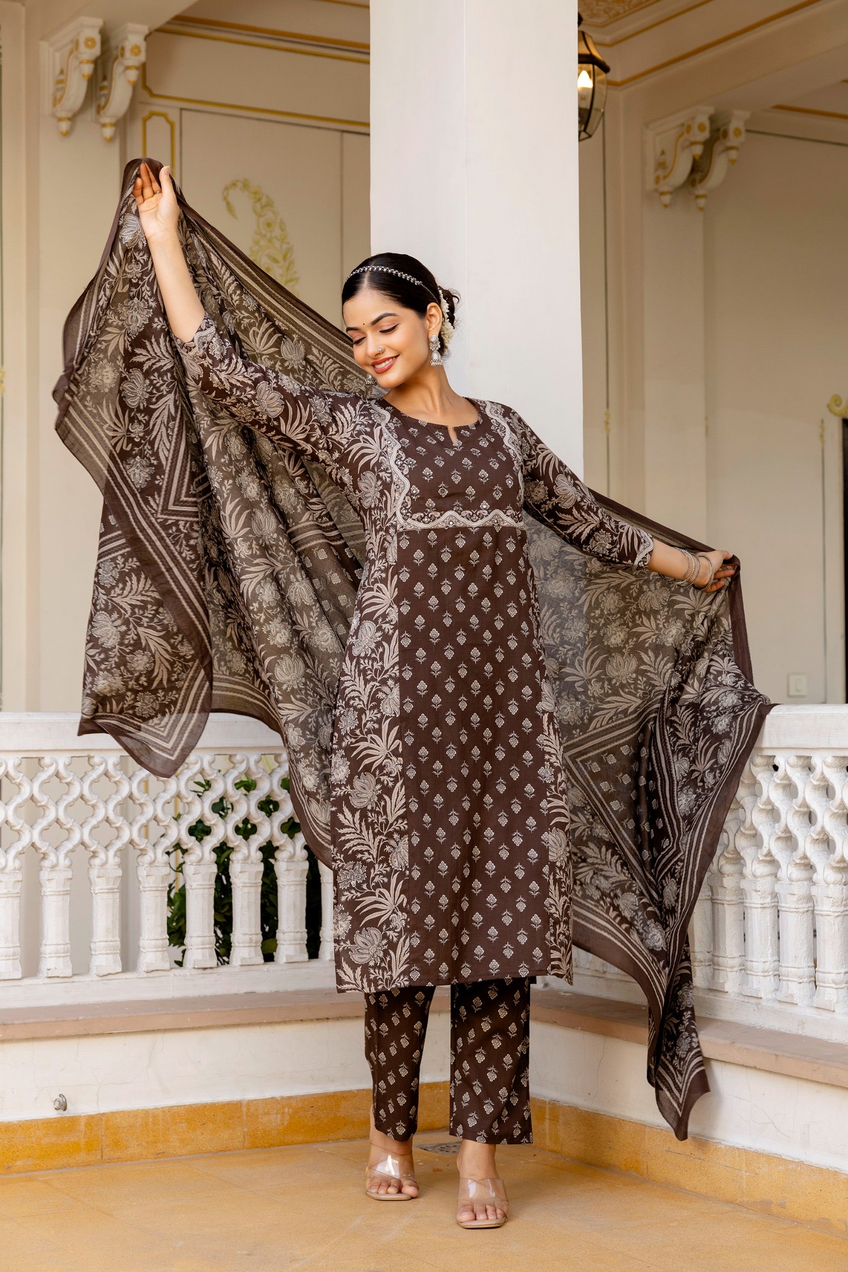 Jaipuri Cotton Embroidered Pant Set - The Jaipur Studio