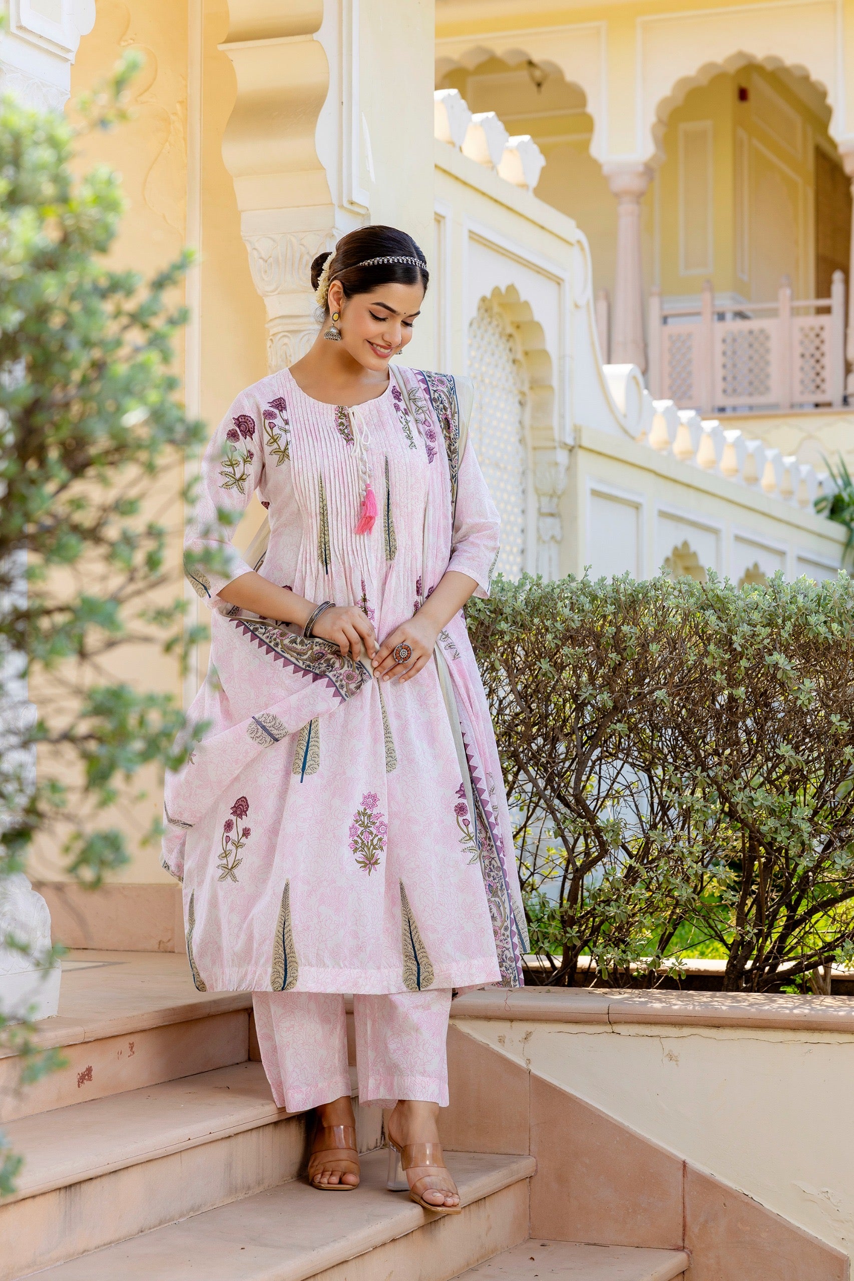 Sumira Handblock Premium Cotton Pant Set - The Jaipur Studio