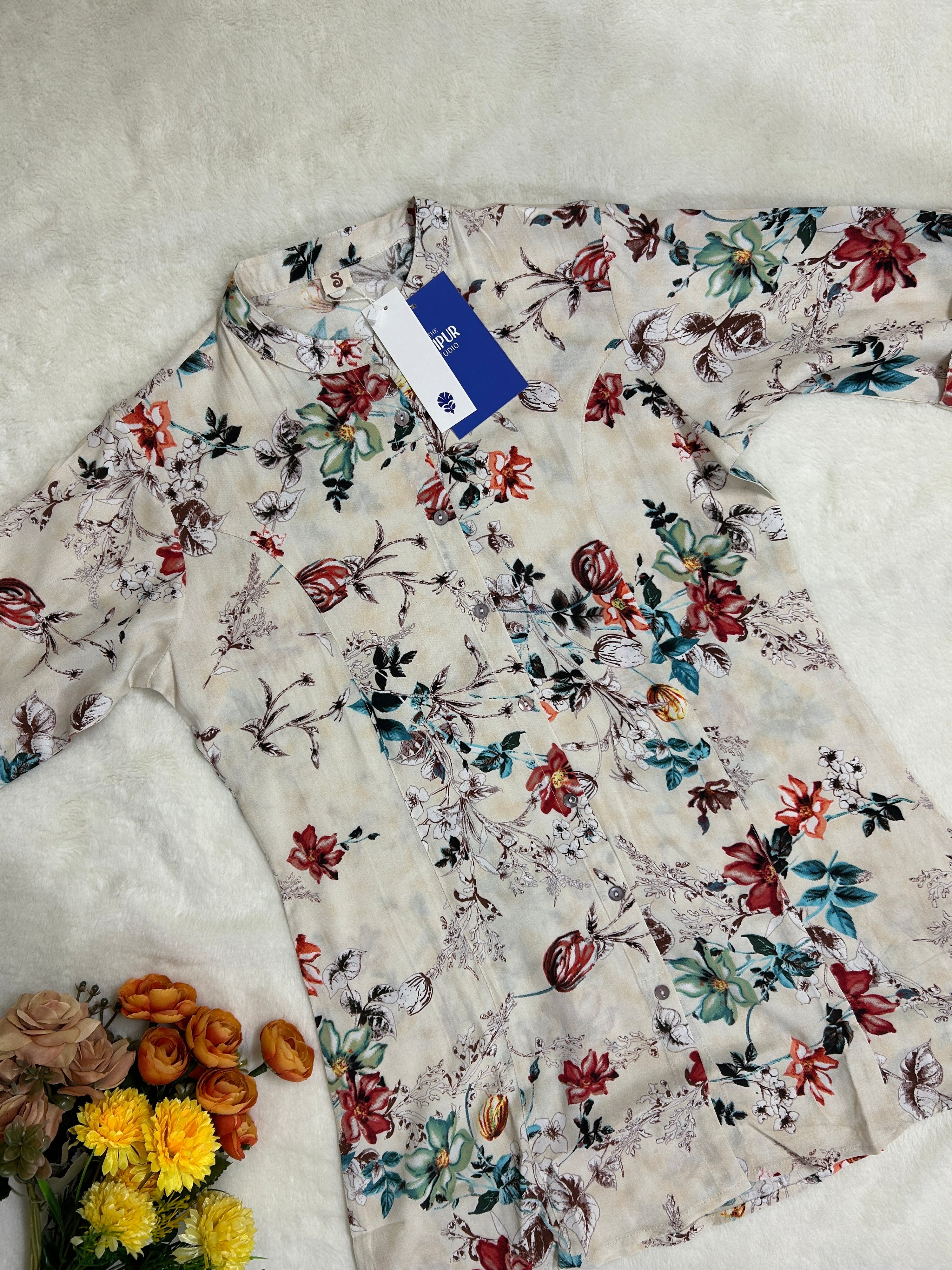 Off White Breathable Rayon Casual Short Top - The Jaipur Studio
