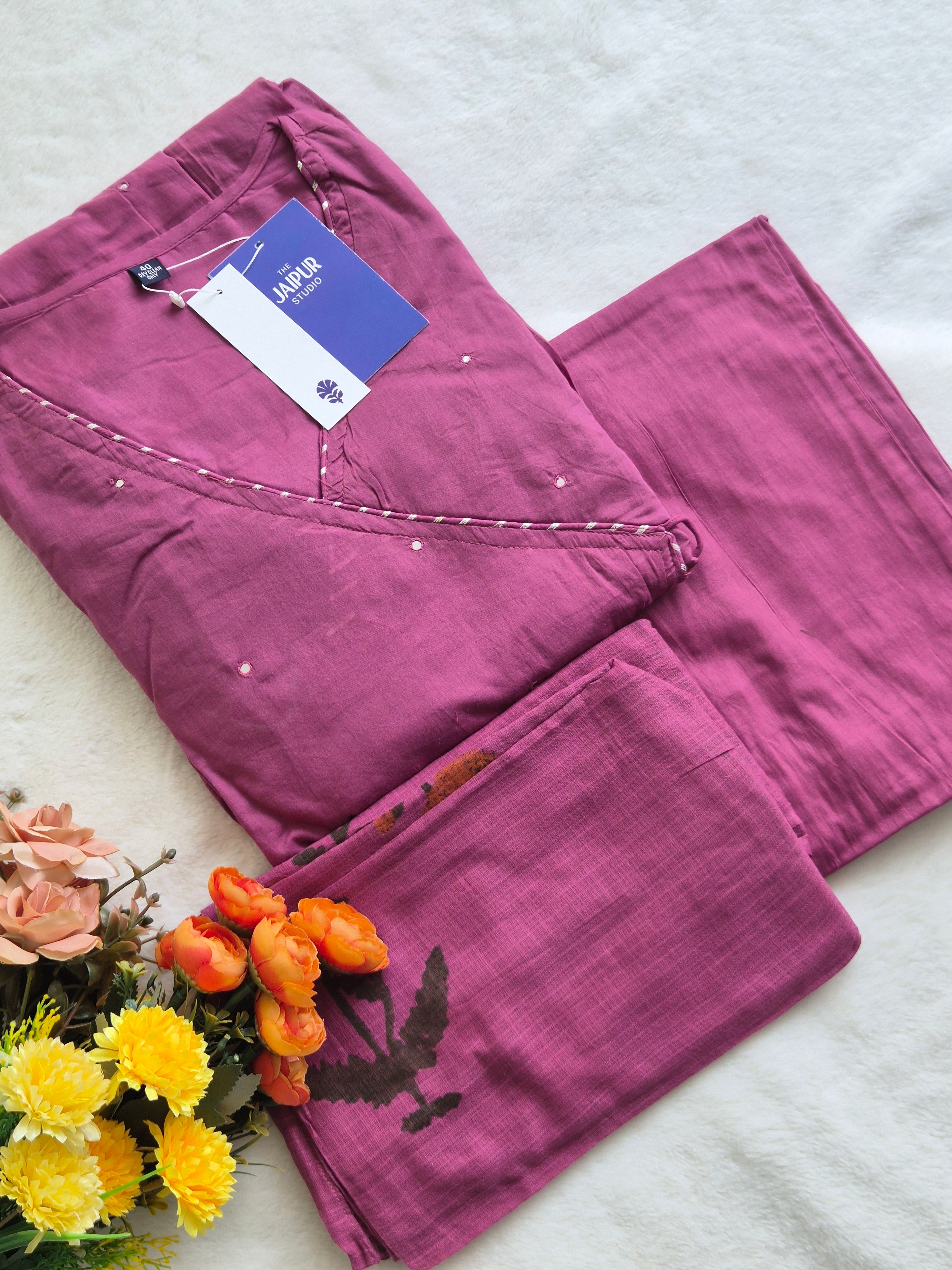 Baani Cotton Angrakha Embroidered Anarkali Set - The Jaipur Studio