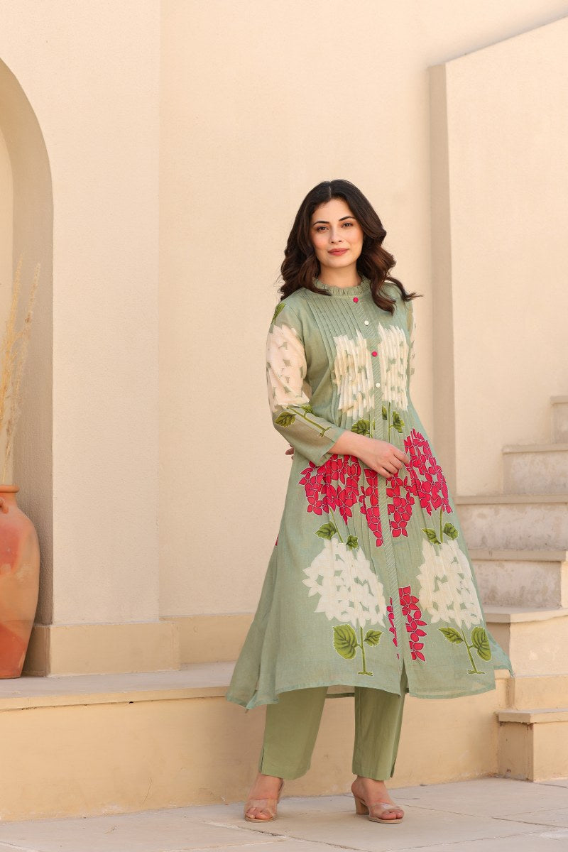 Aaira Mul Cotton A-line Pant Set - The Jaipur Studio