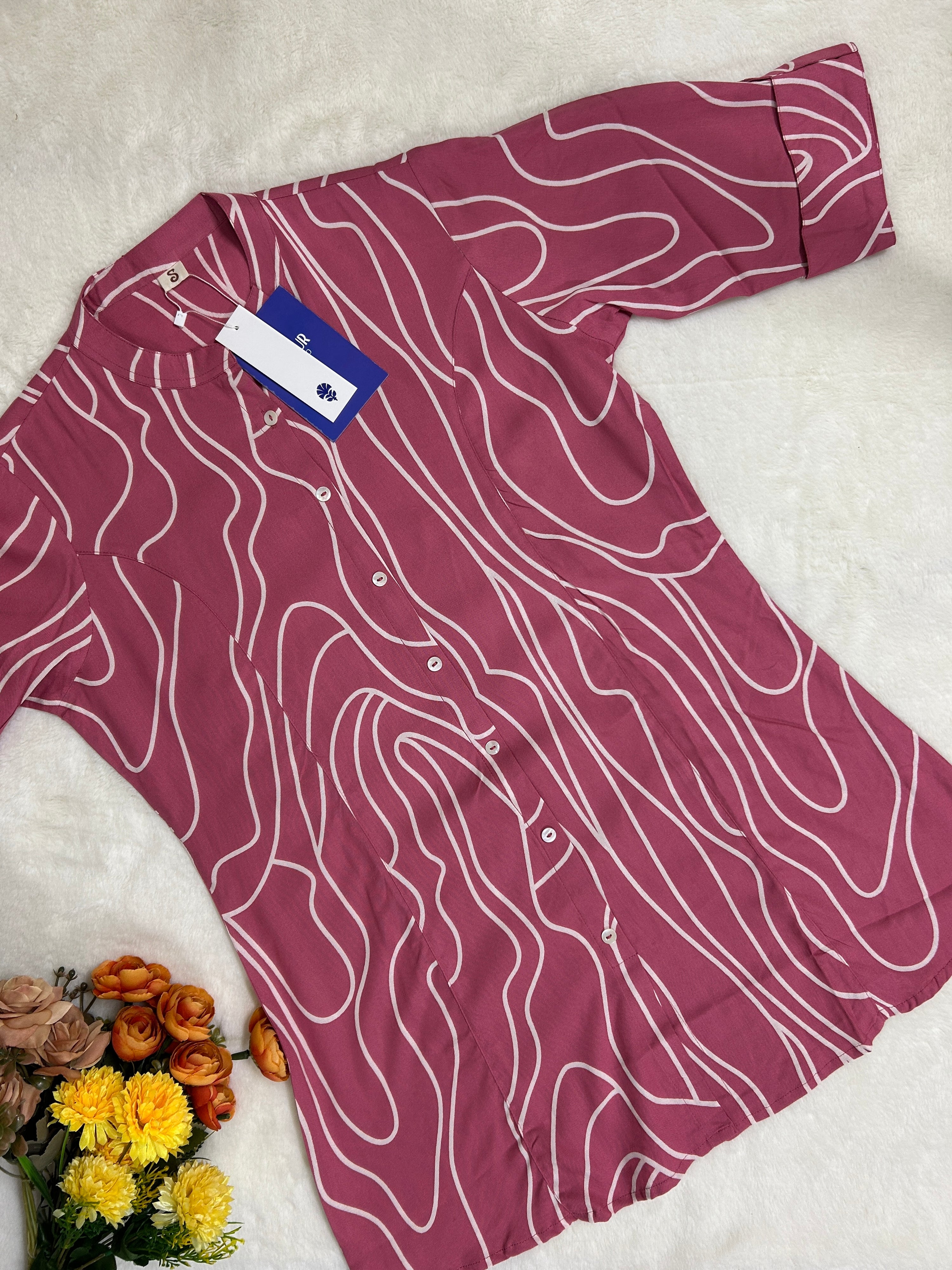 Onion Pink Breathable Rayon Casual Short Top - The Jaipur Studio