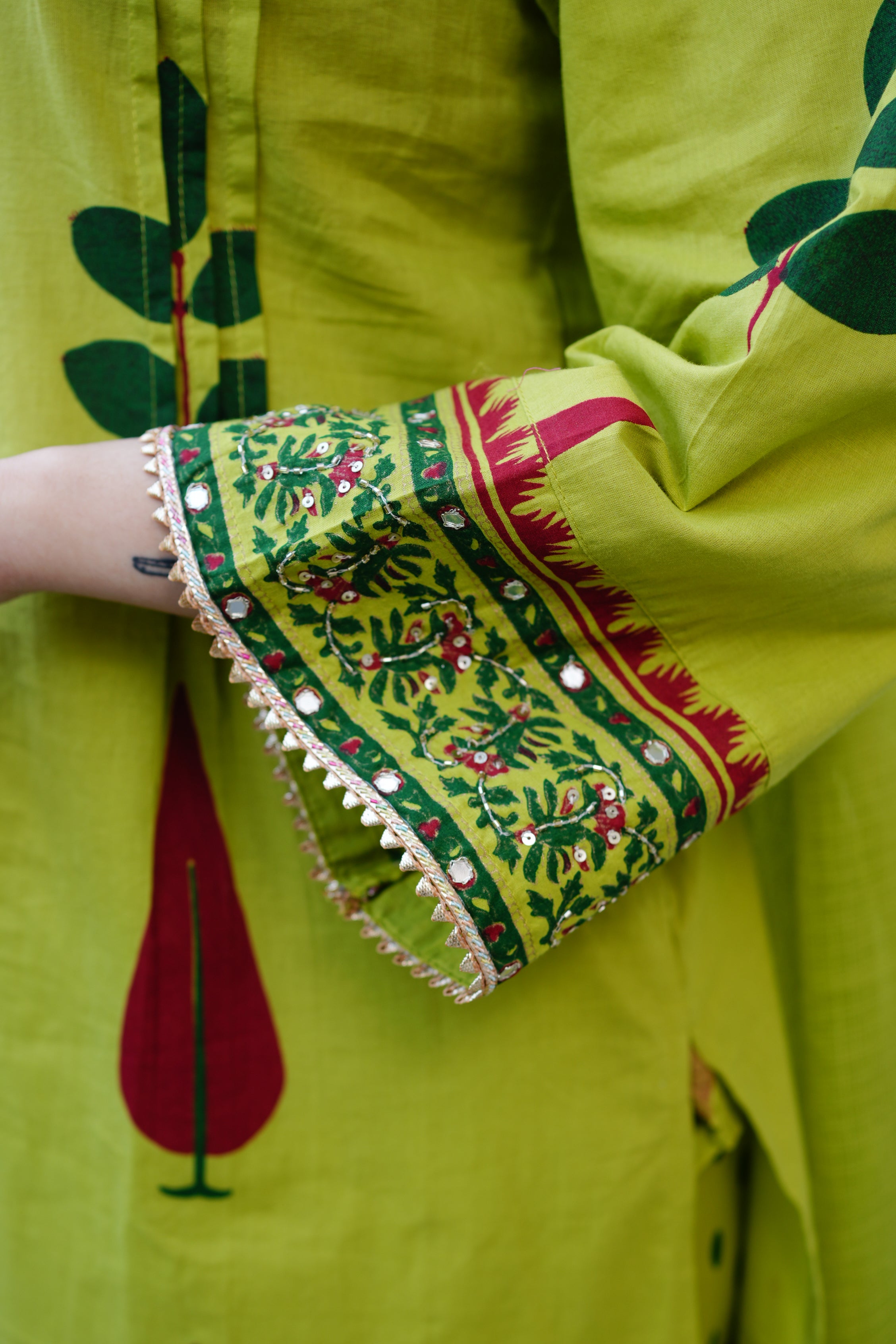 Erisha Cotton Handblock Embroidered Pant Set - The Jaipur Studio