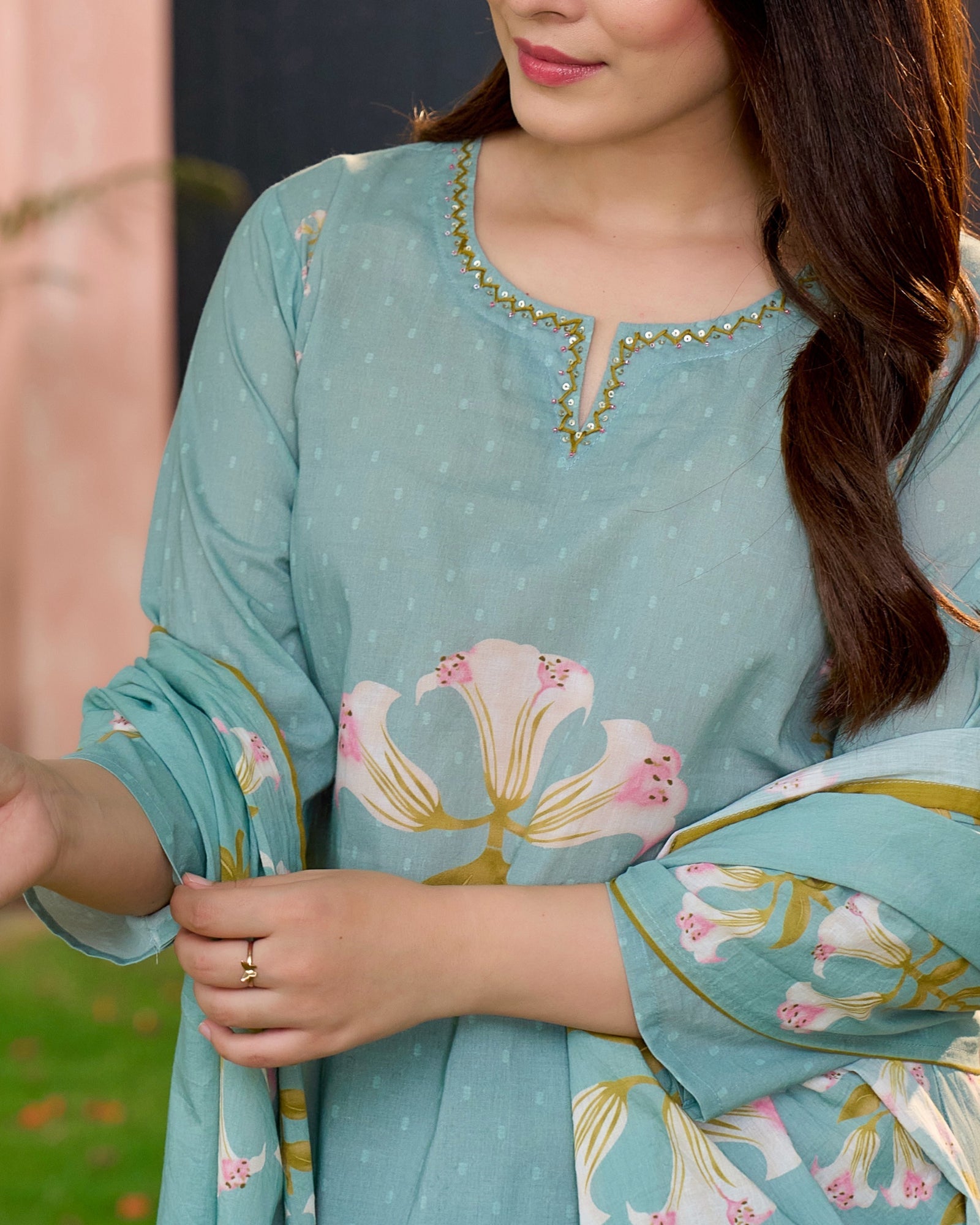 Reem Lily Cotton HandEmbroidered Pant Set - The Jaipur Studio