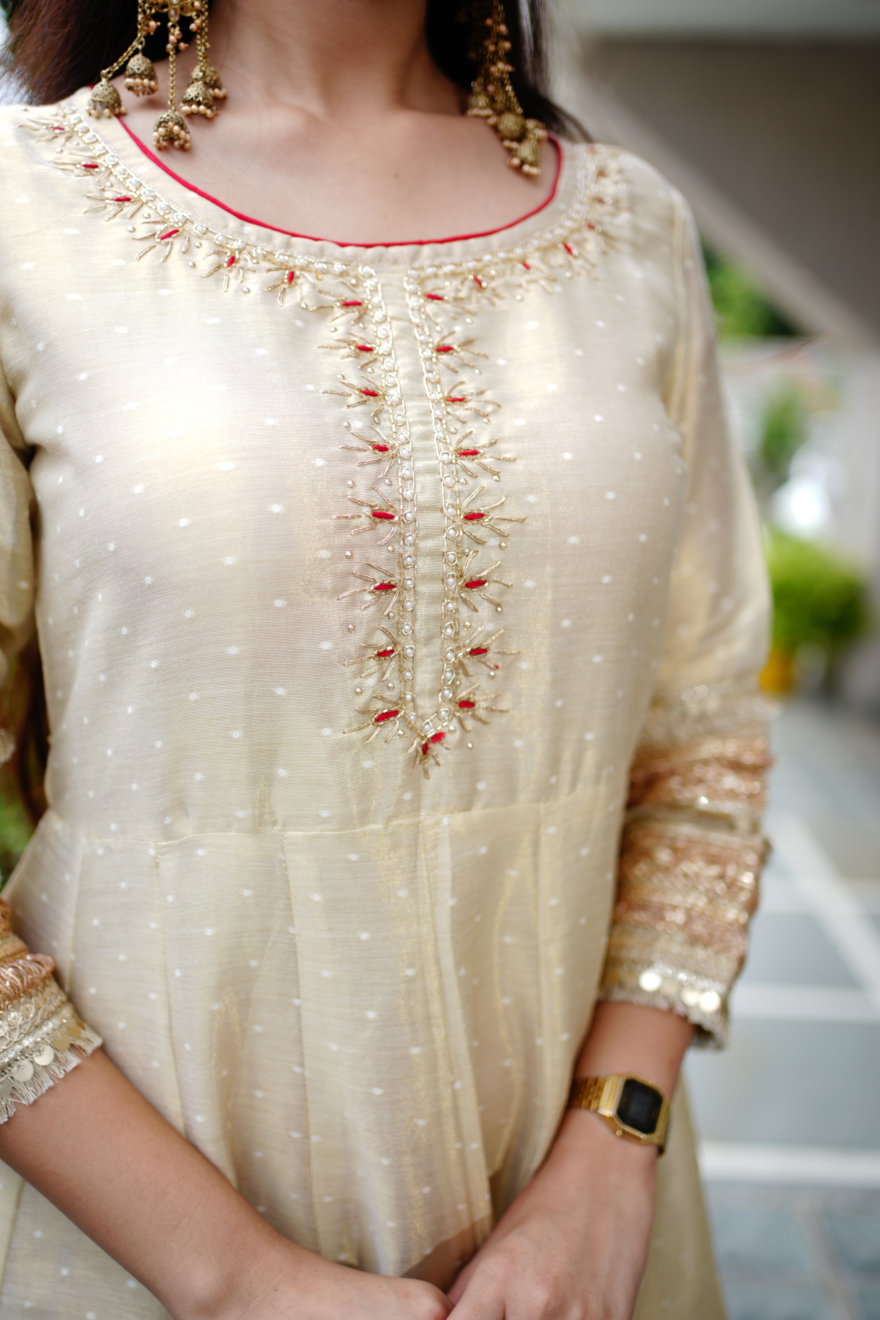 Lavina Flared Chanderi Embroidered Pant Set - The Jaipur Studio
