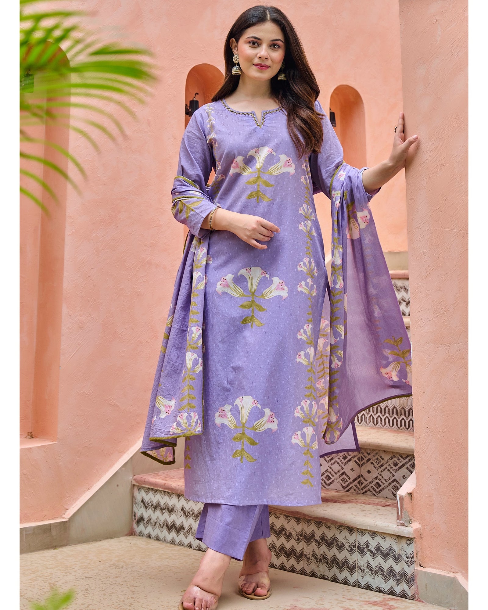 Reem Lily Cotton HandEmbroidered Pant Set - The Jaipur Studio