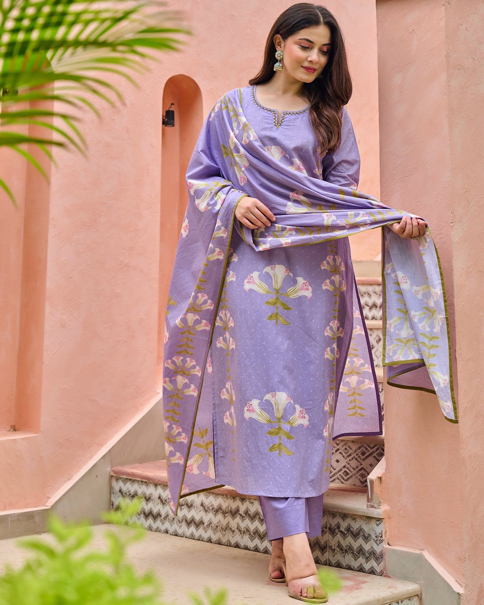 Reem Lily Cotton HandEmbroidered Pant Set - The Jaipur Studio