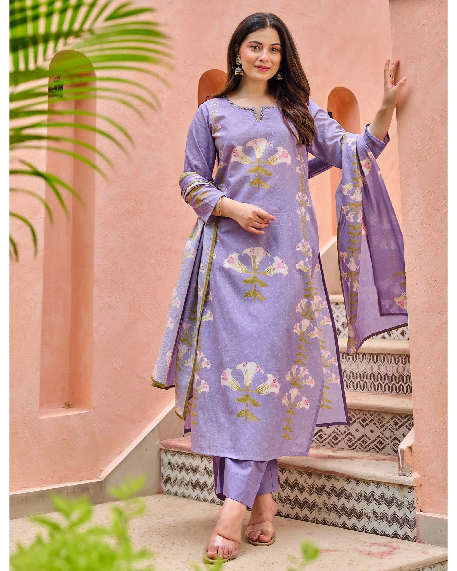 Reem Lily Cotton HandEmbroidered Pant Set - The Jaipur Studio