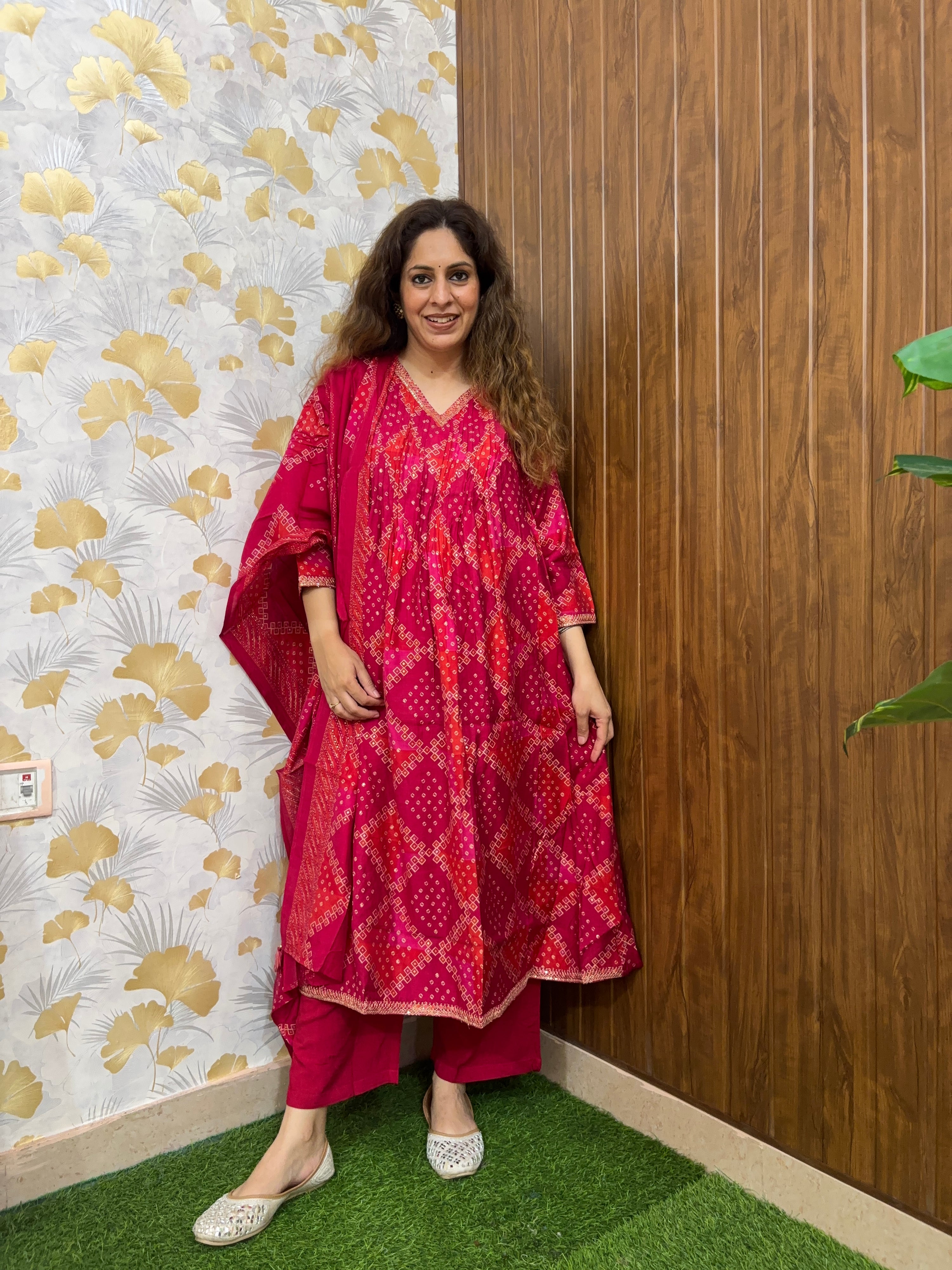 Noor Muslin Bandhani Embroidered Pant Set - The Jaipur Studio