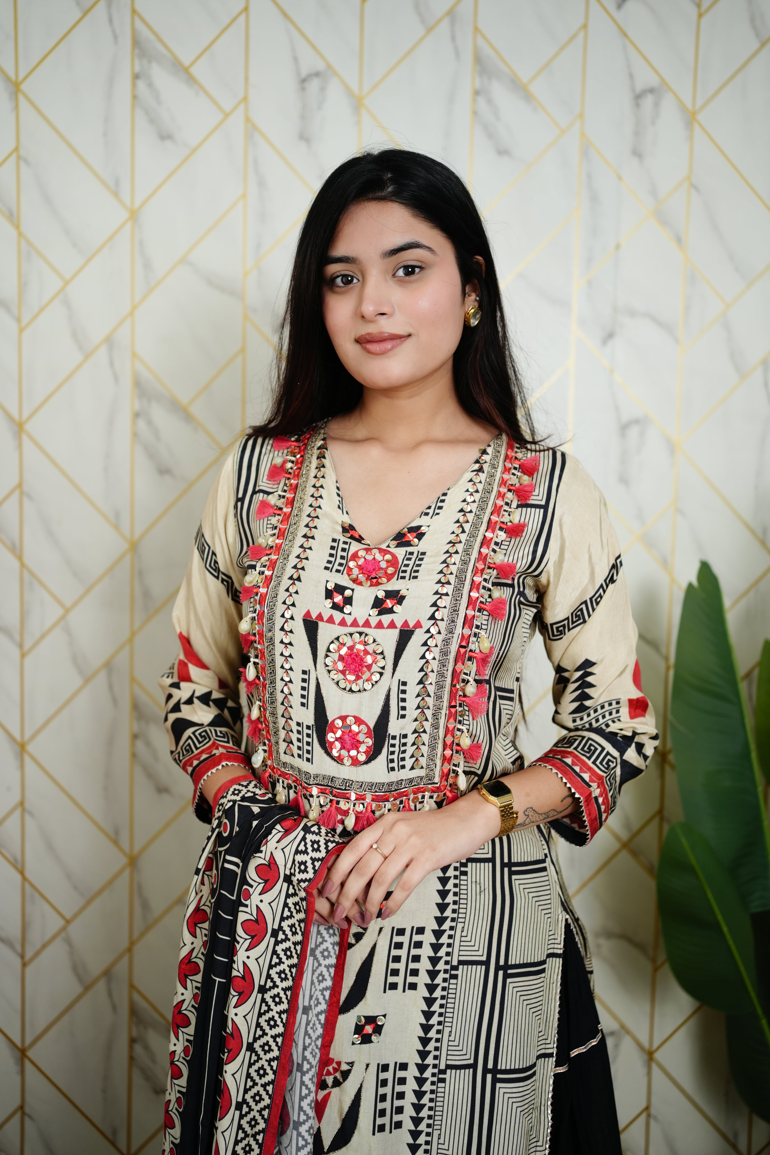 Faiza Muslin Double Layer Dupatta Set - The Jaipur Studio