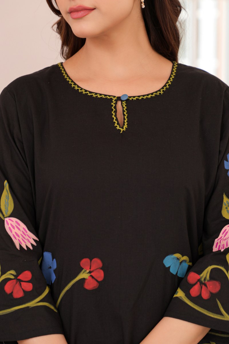 Nagma MulCotton A-line HandPainted Pant Set - The Jaipur Studio