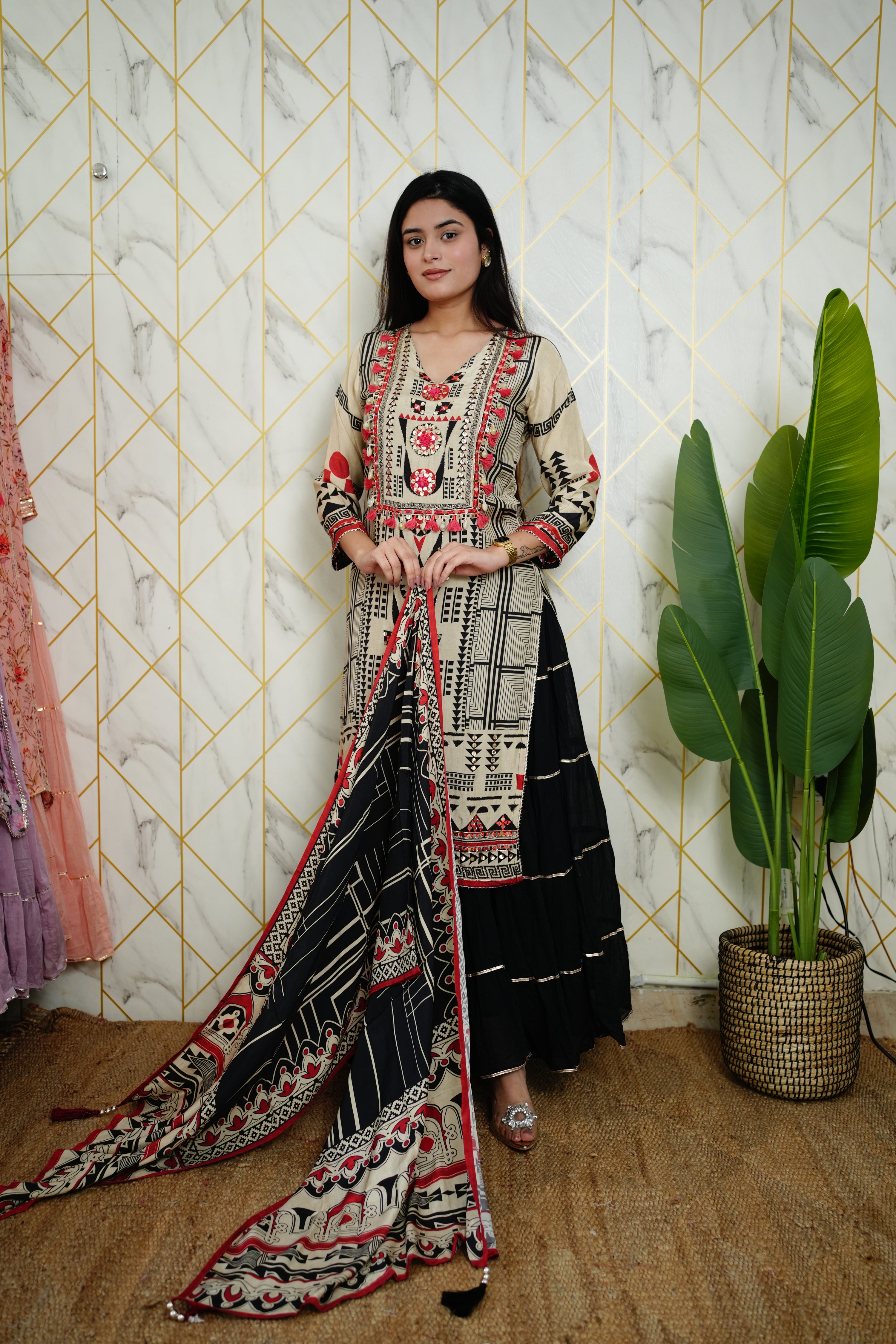 Faiza Muslin Double Layer Dupatta Set - The Jaipur Studio