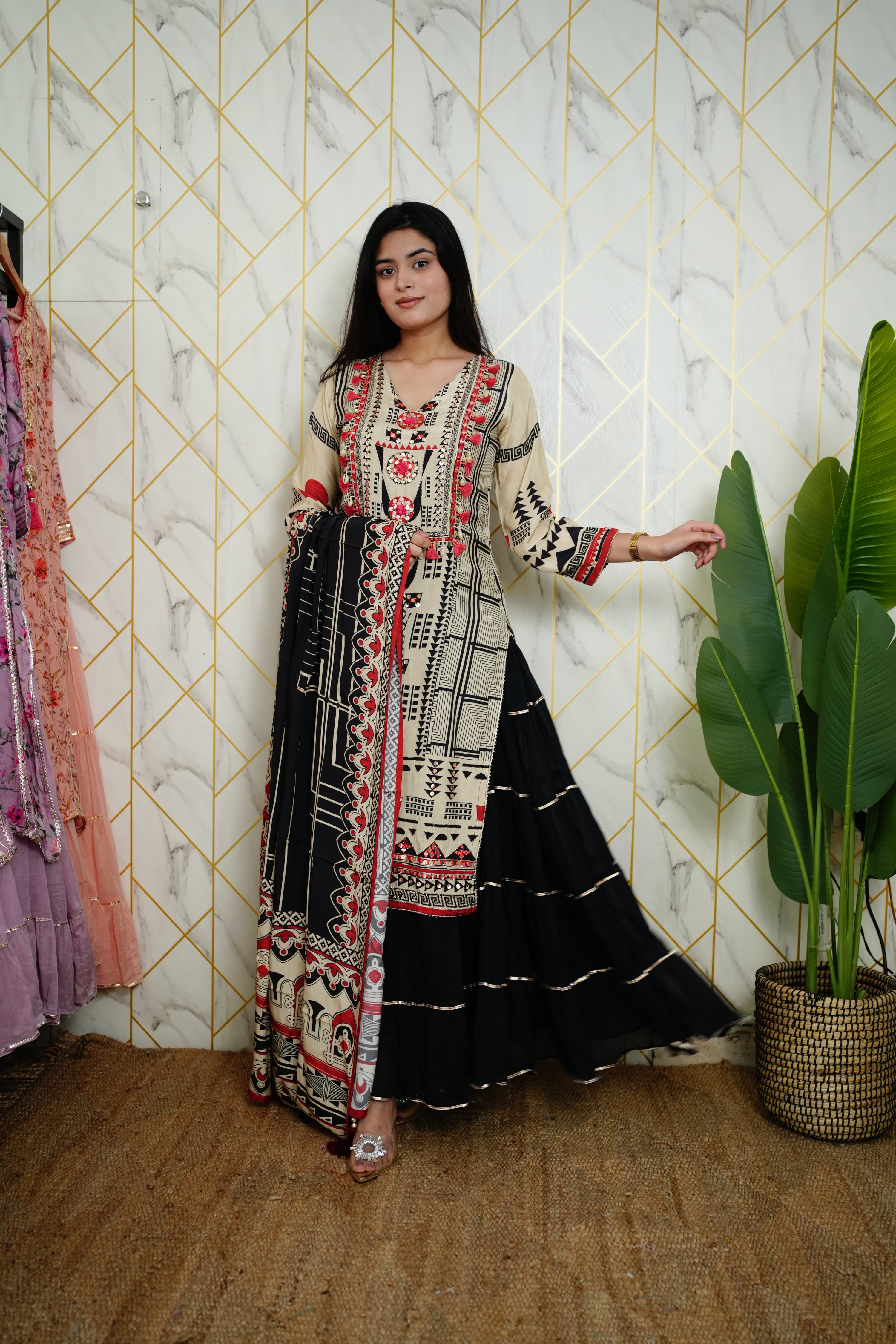 Faiza Muslin Double Layer Dupatta Set - The Jaipur Studio
