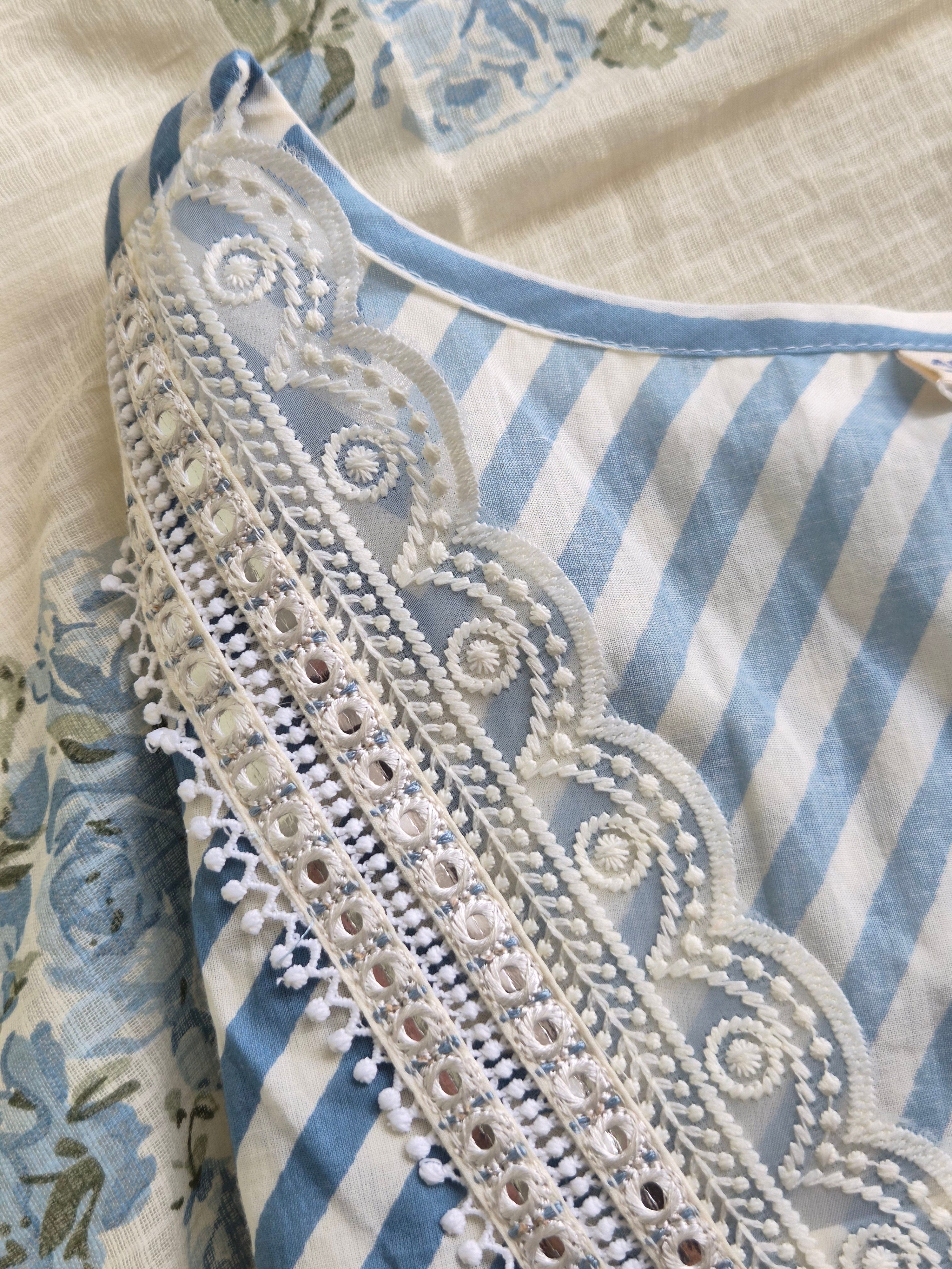 Sara Leheriya Cotton Detailed Farshi Salwar Set - The Jaipur Studio