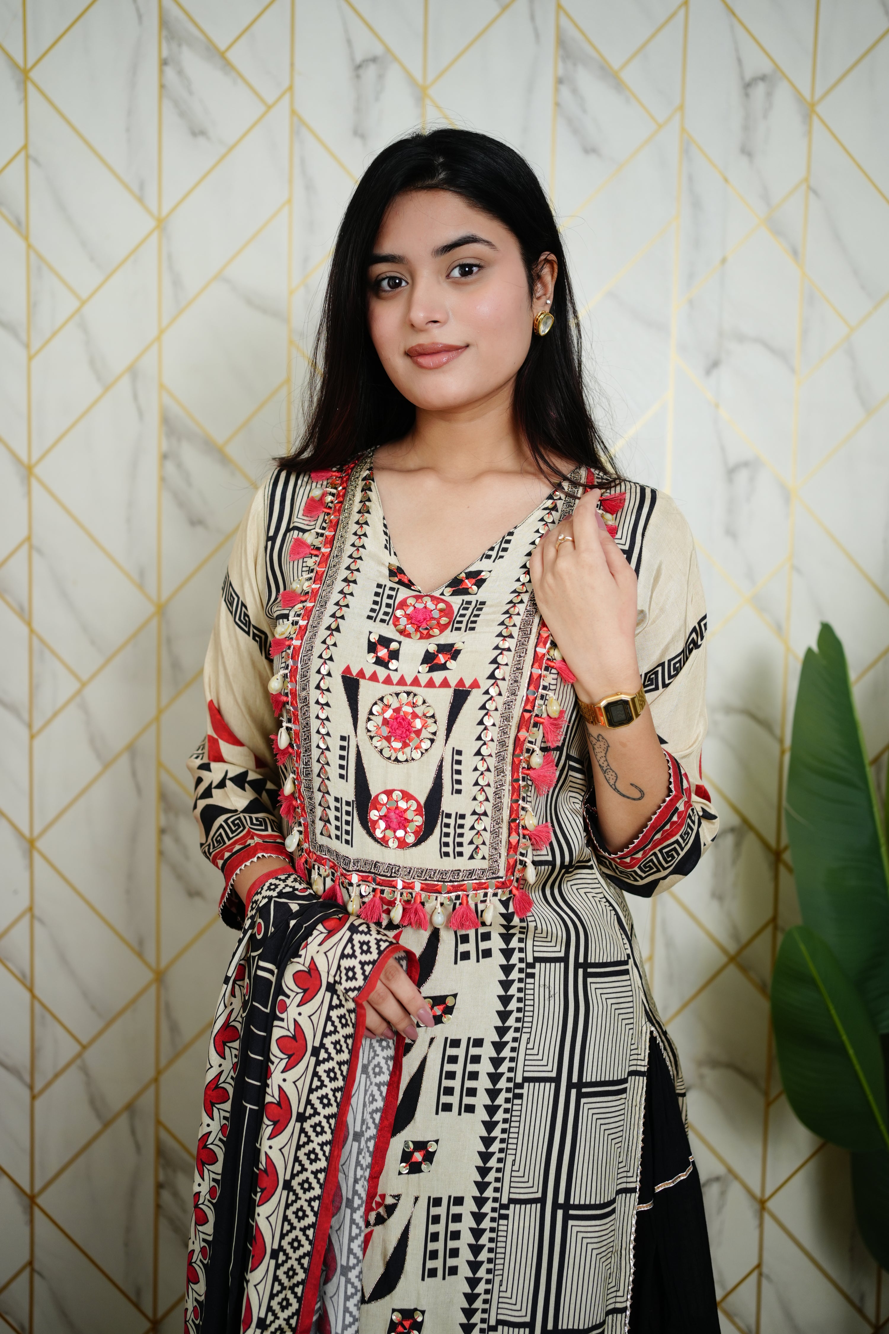 Faiza Muslin Double Layer Dupatta Set - The Jaipur Studio