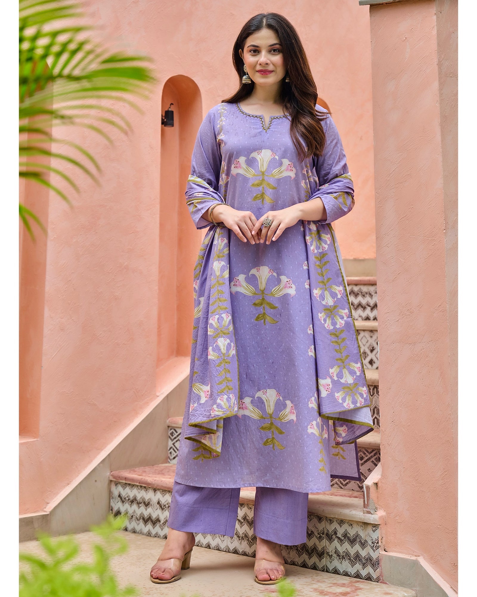 Reem Lily Cotton HandEmbroidered Pant Set - The Jaipur Studio