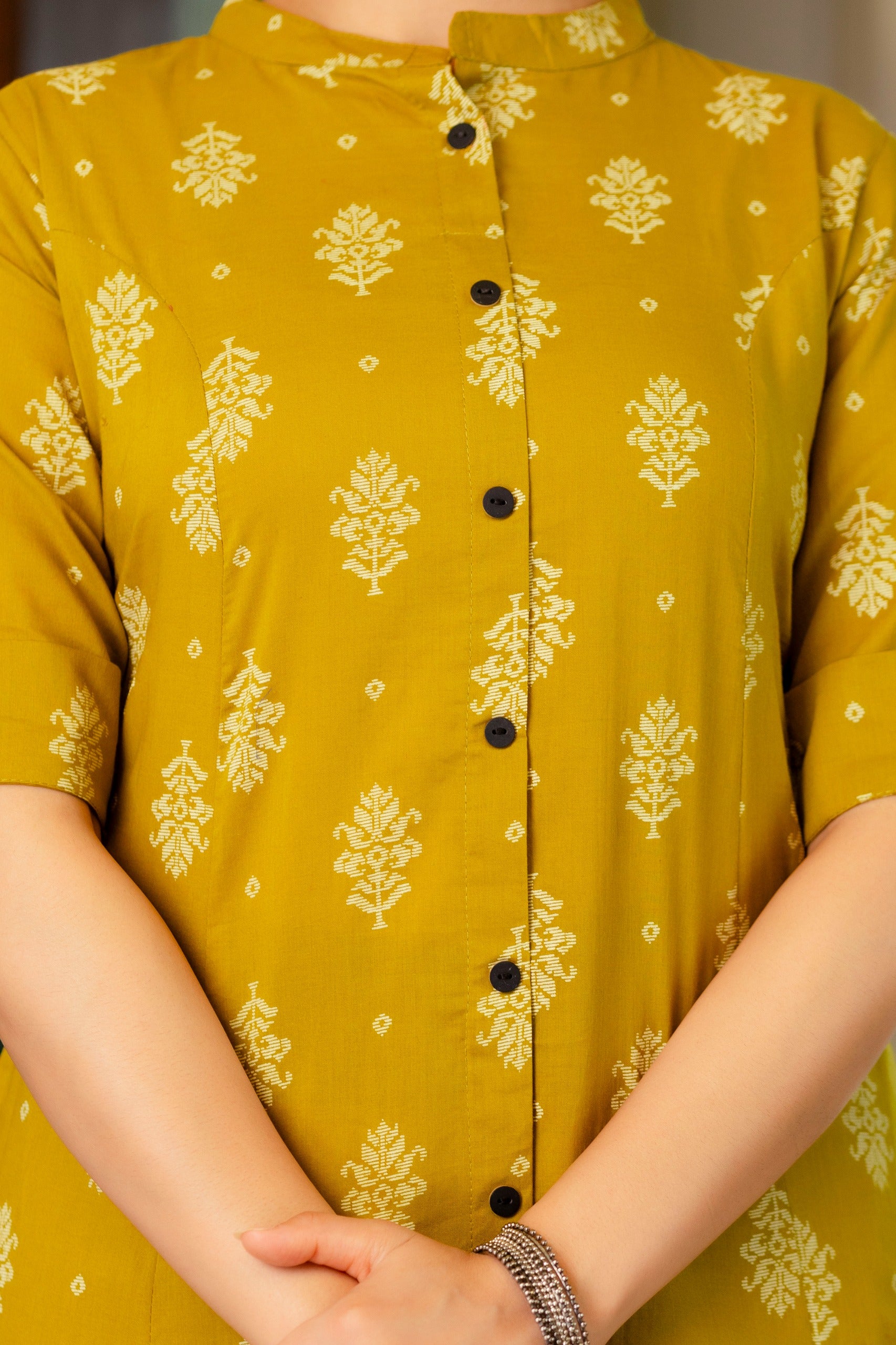 Yellow Jamdani Cotton A-line Coord Set - The Jaipur Studio