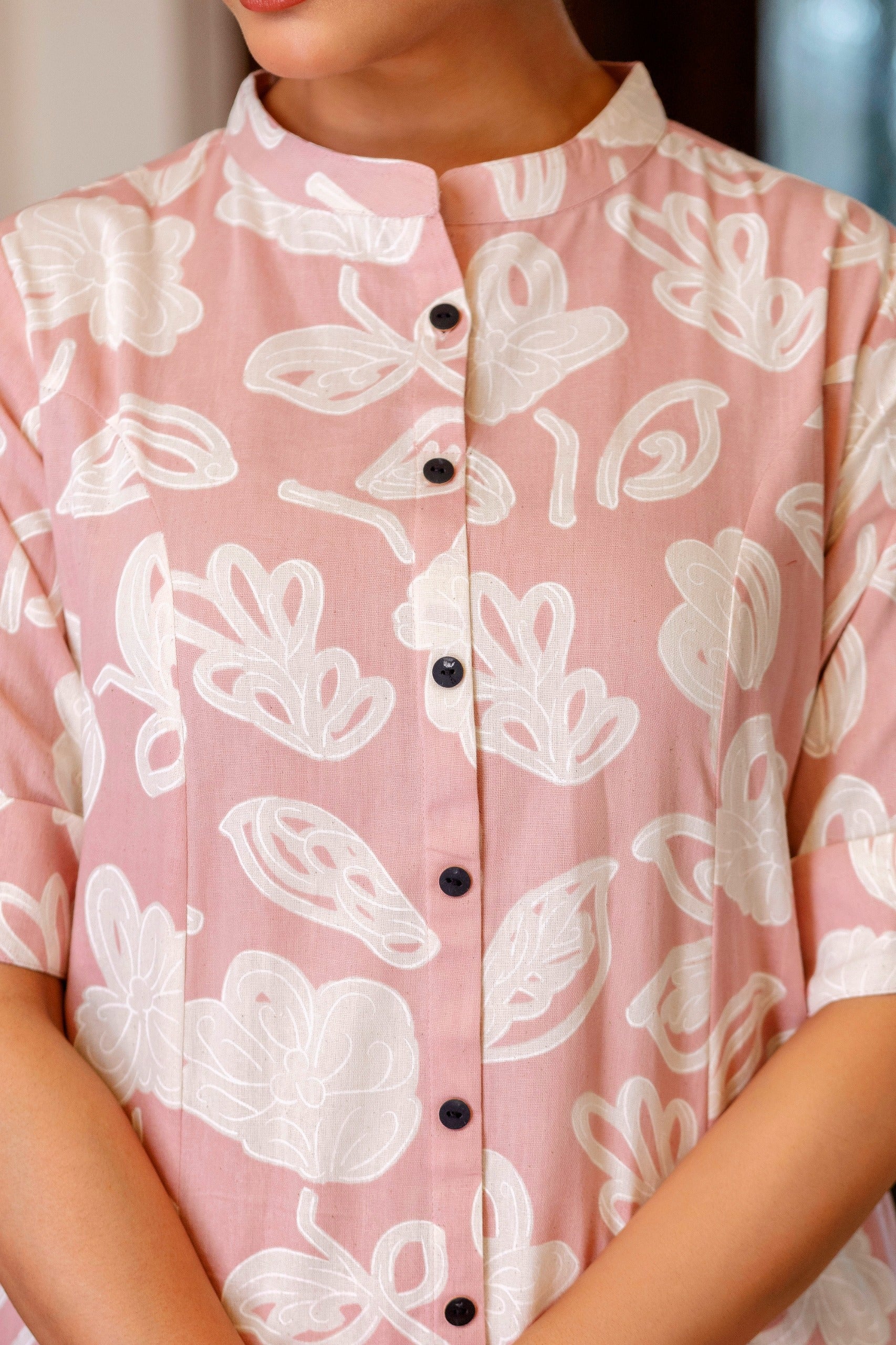 Peach Floral Cotton A-line Coord Set - The Jaipur Studio