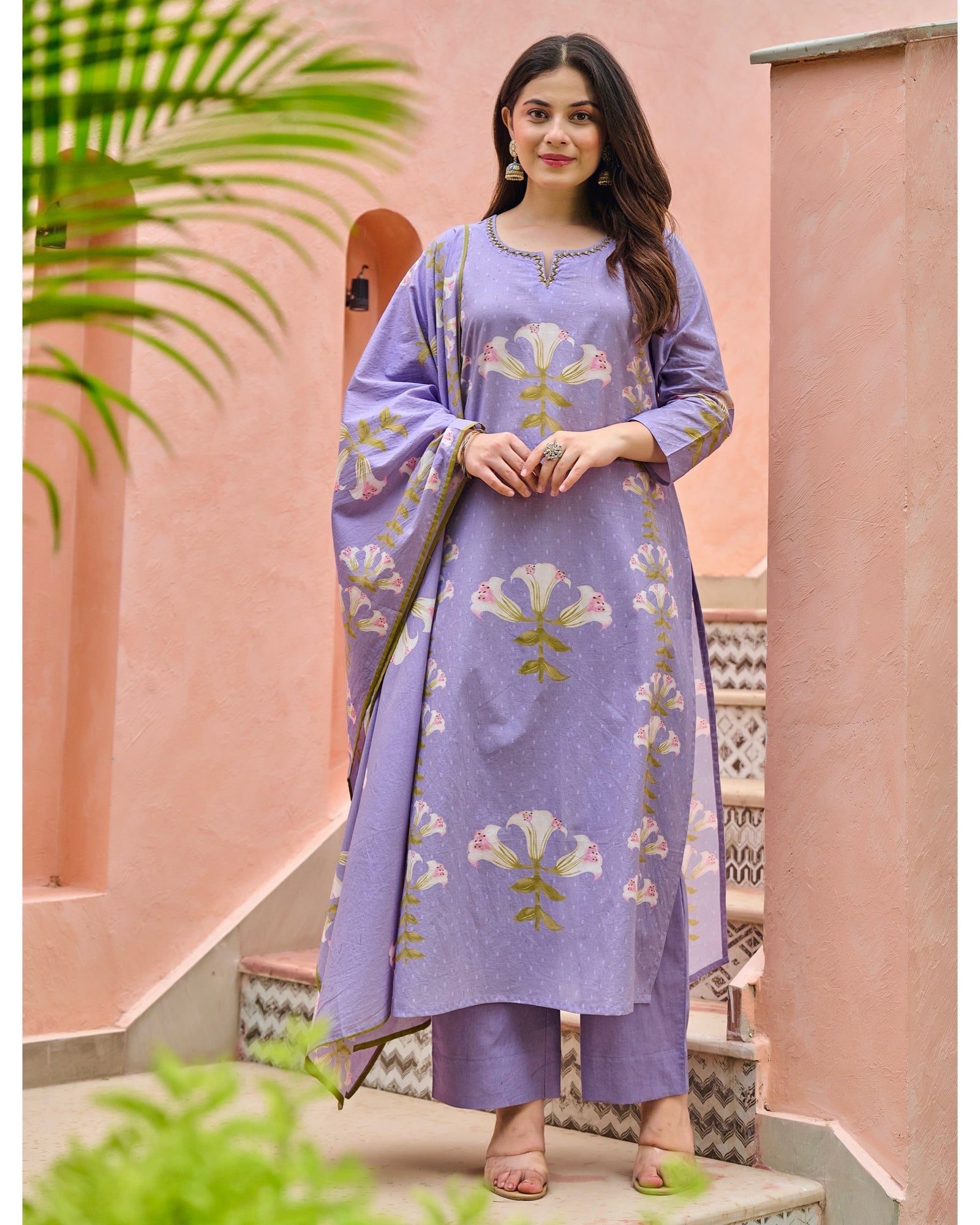 Reem Lily Cotton HandEmbroidered Pant Set - The Jaipur Studio