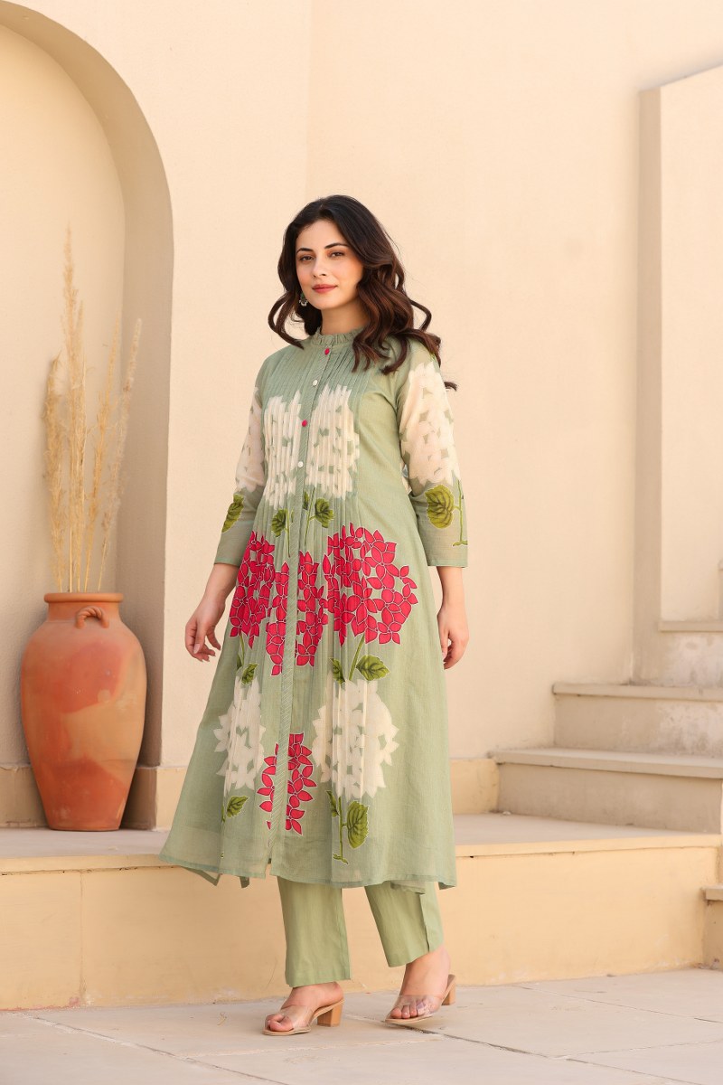 Aaira Mul Cotton A-line Pant Set - The Jaipur Studio