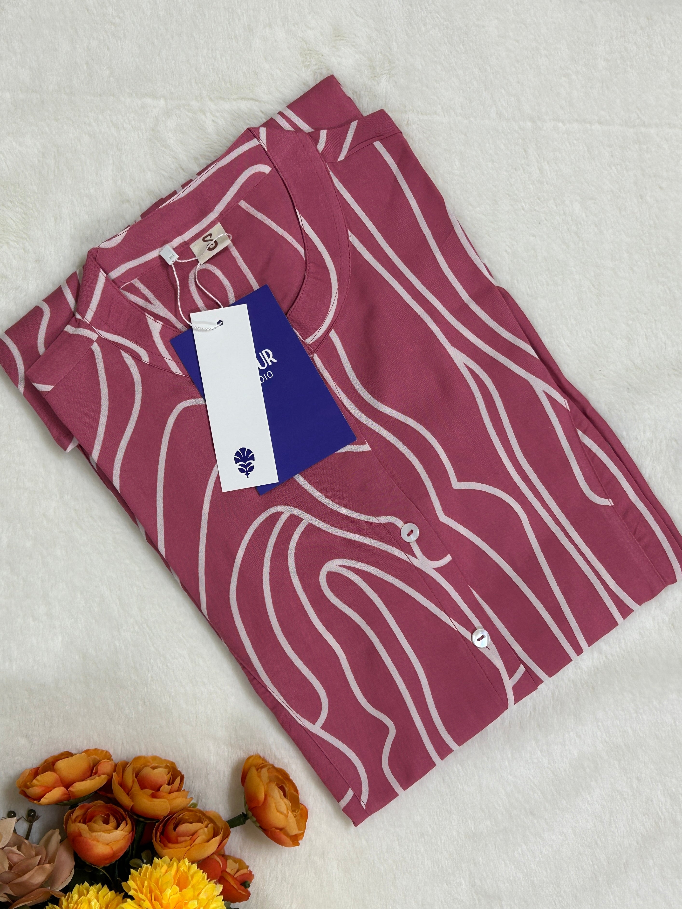 Onion Pink Breathable Rayon Casual Short Top - The Jaipur Studio
