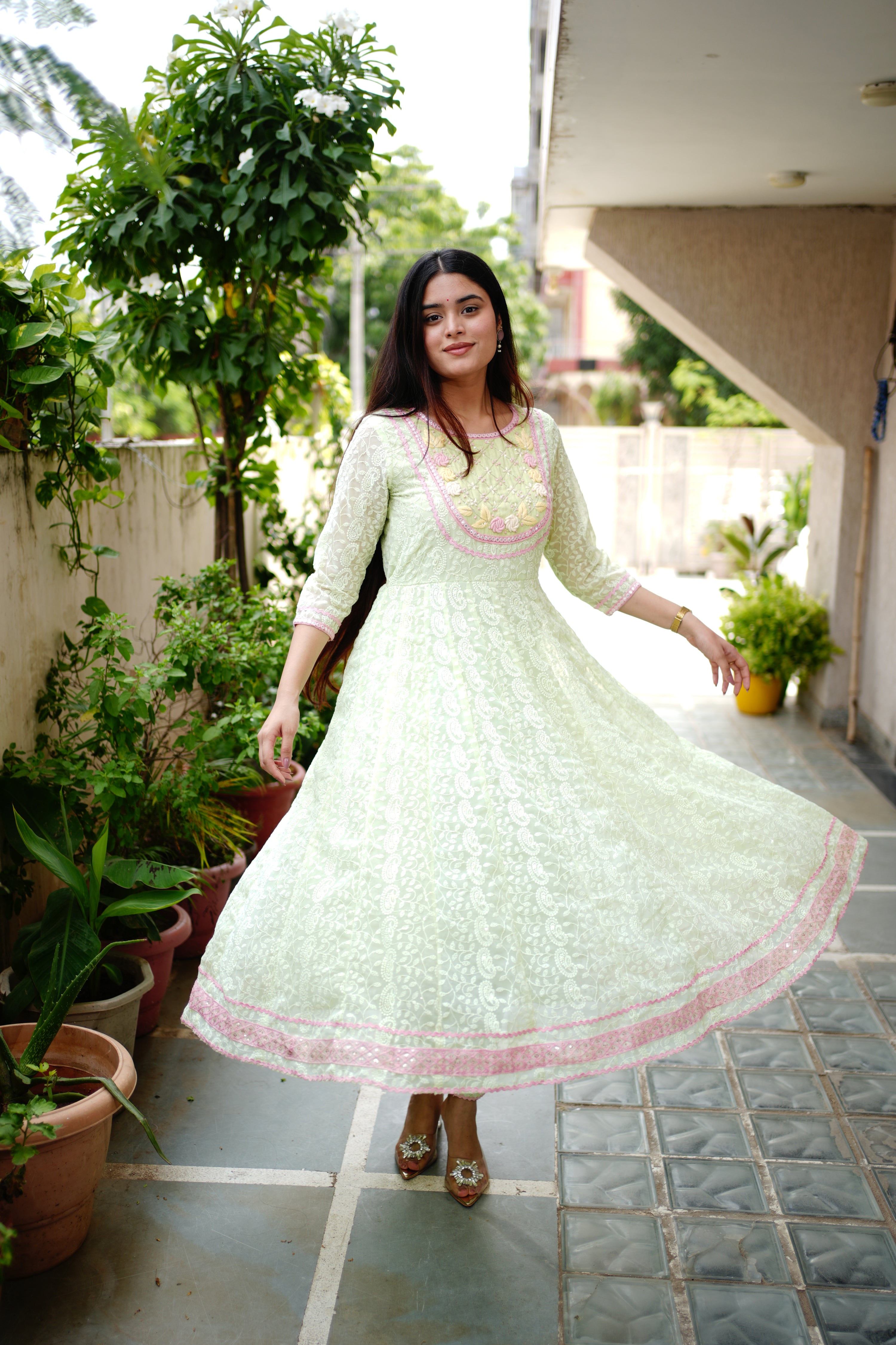Mia Georgette HandEmbroidered Anarkali Set - The Jaipur Studio