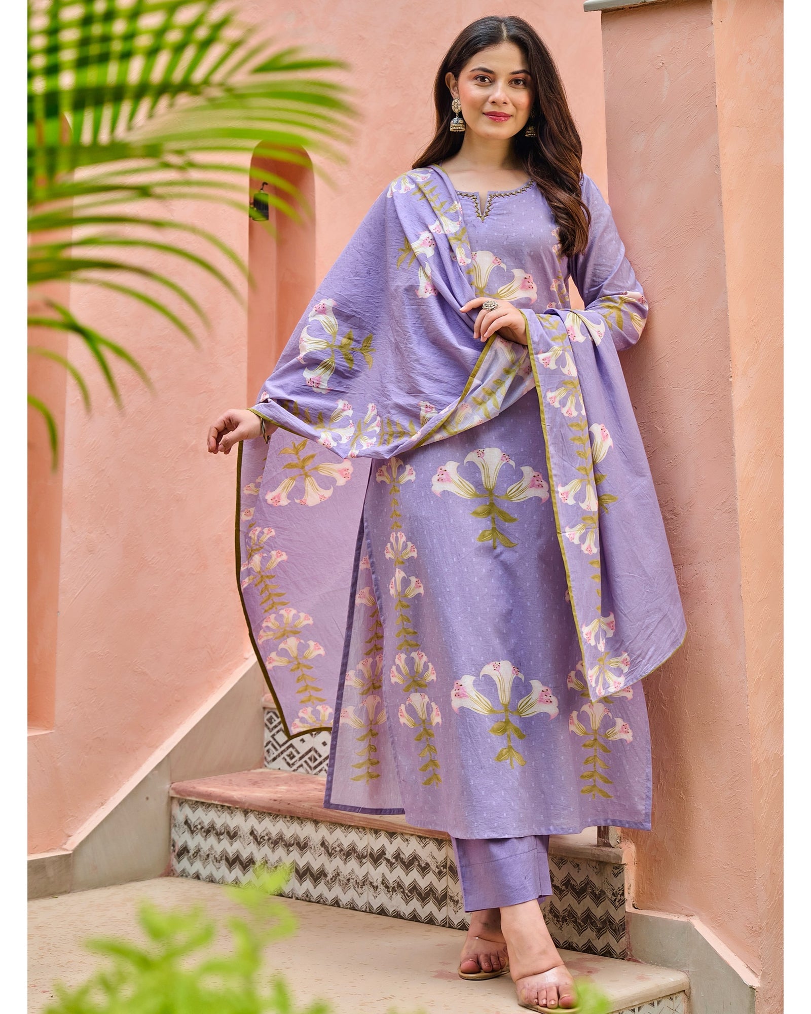Reem Lily Cotton HandEmbroidered Pant Set - The Jaipur Studio