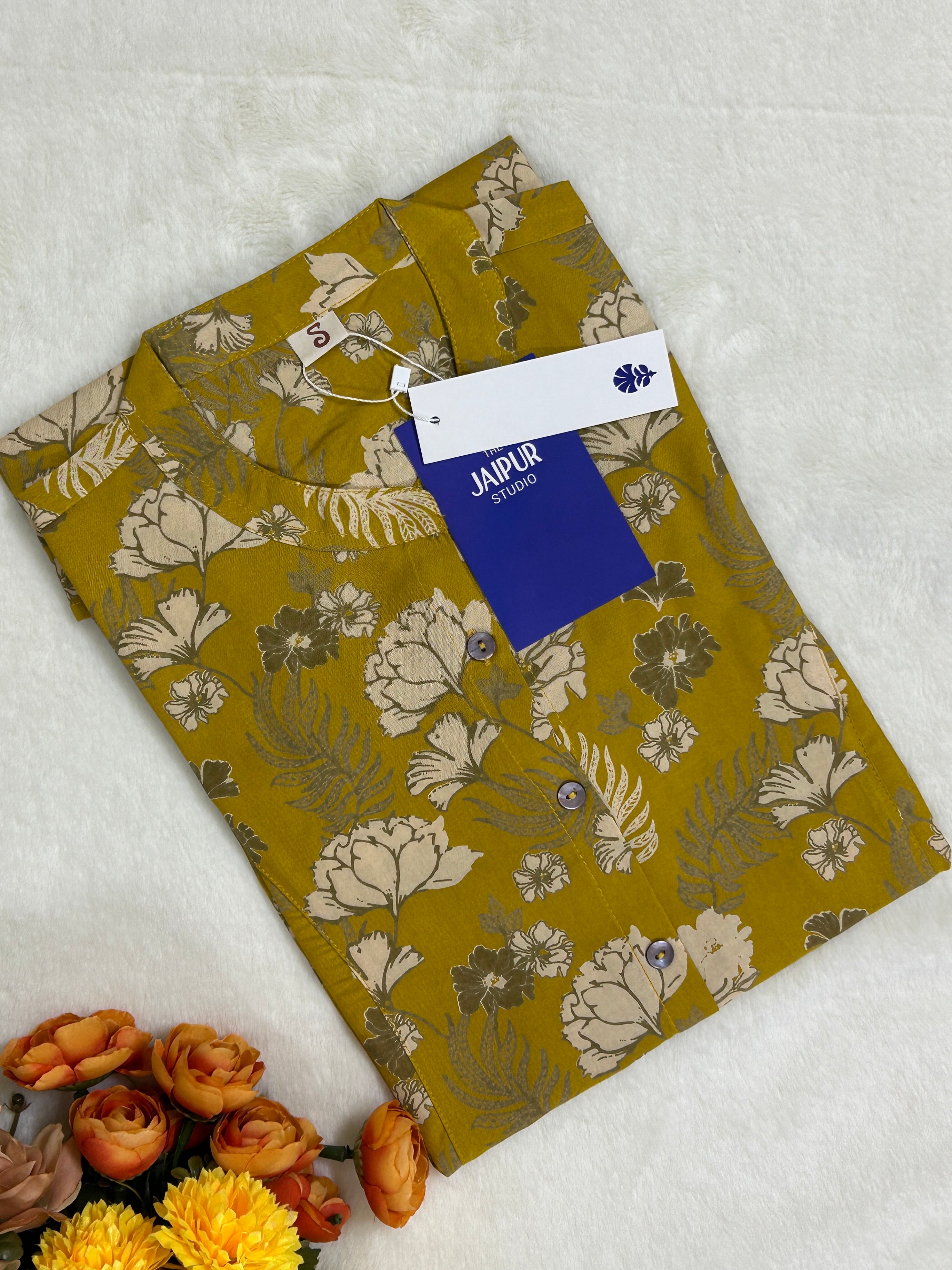 Mustard Breathable Rayon Casual Short Top - The Jaipur Studio
