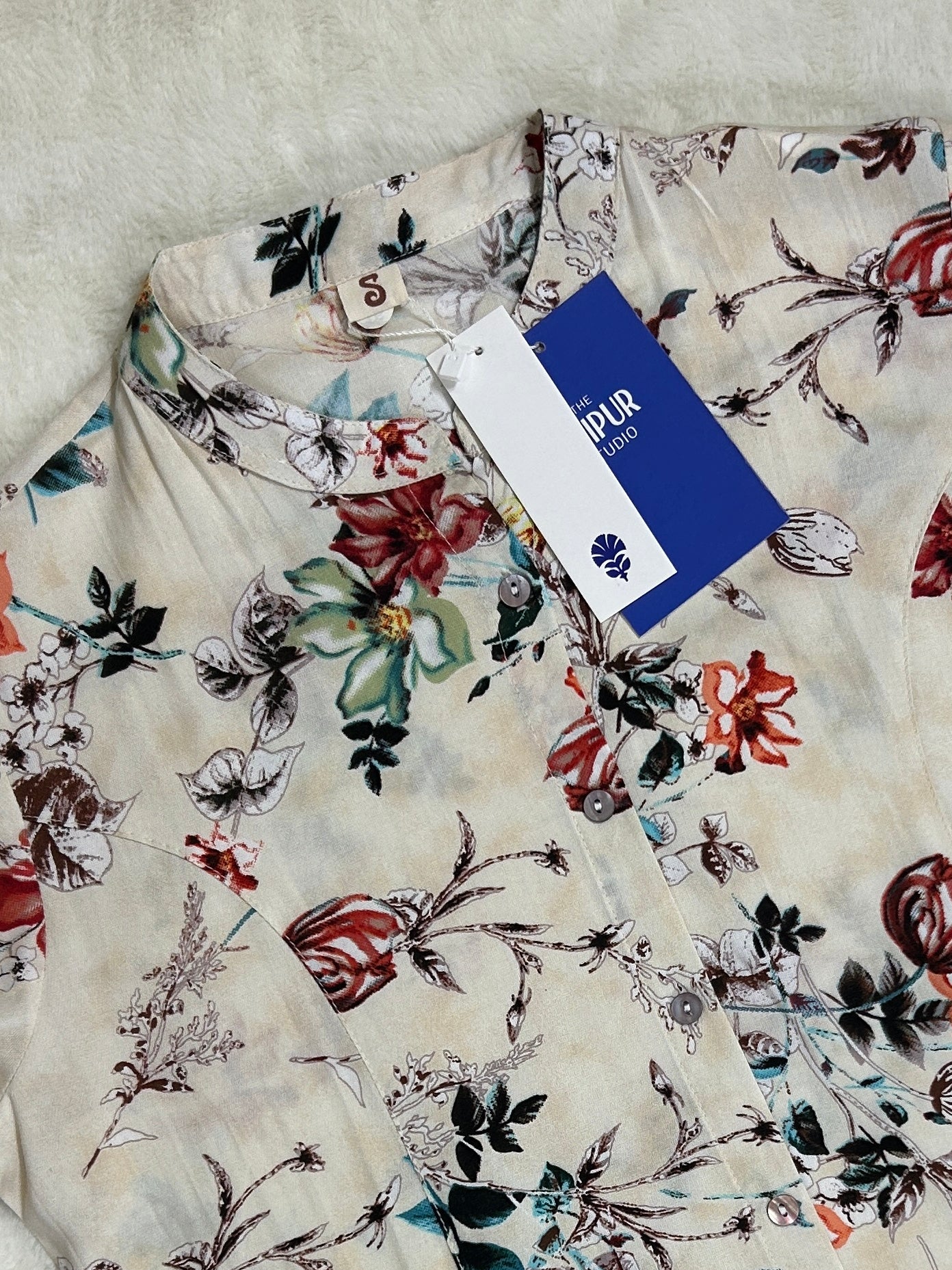 Off White Breathable Rayon Casual Short Top - The Jaipur Studio
