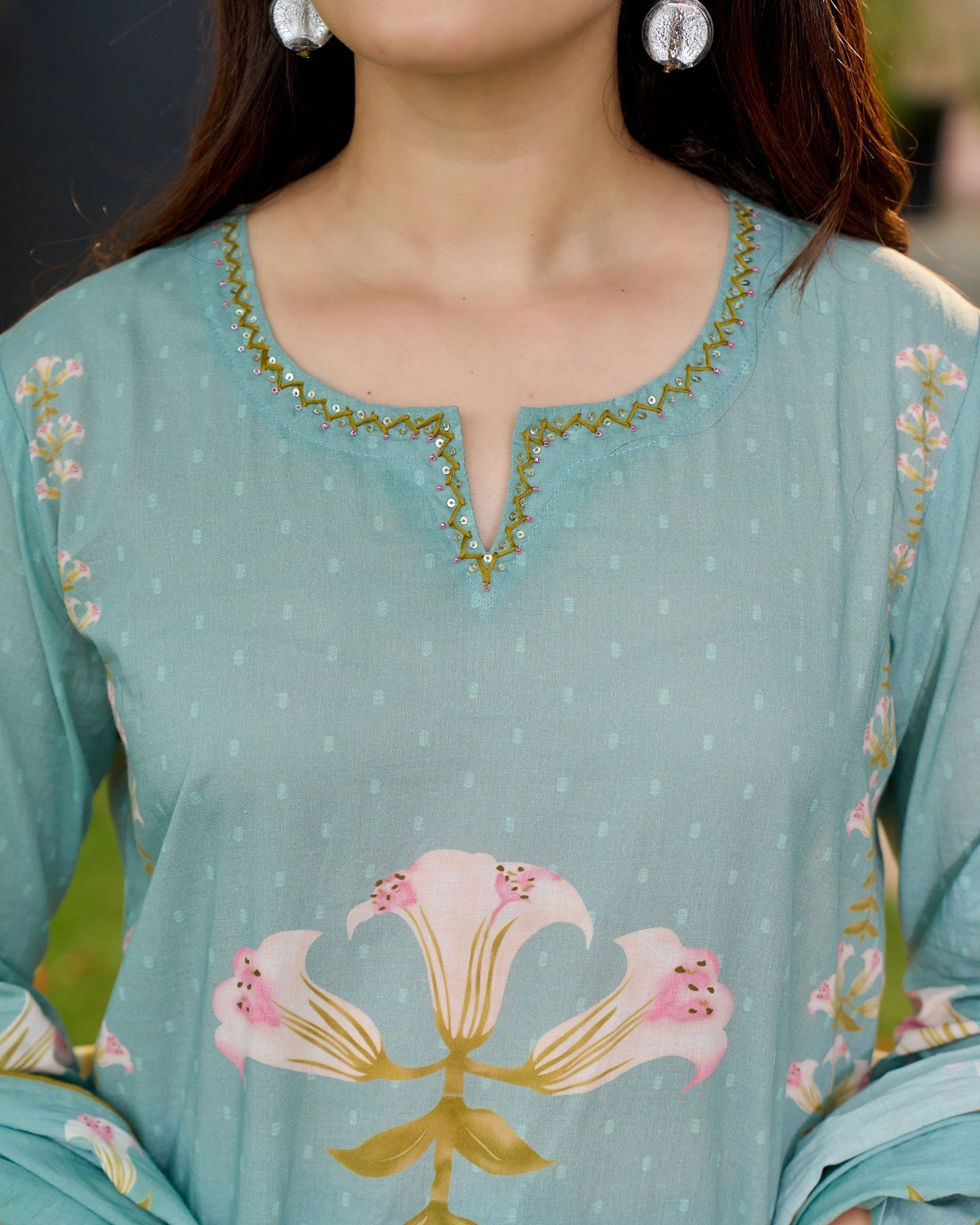 Reem Lily Cotton HandEmbroidered Pant Set - The Jaipur Studio