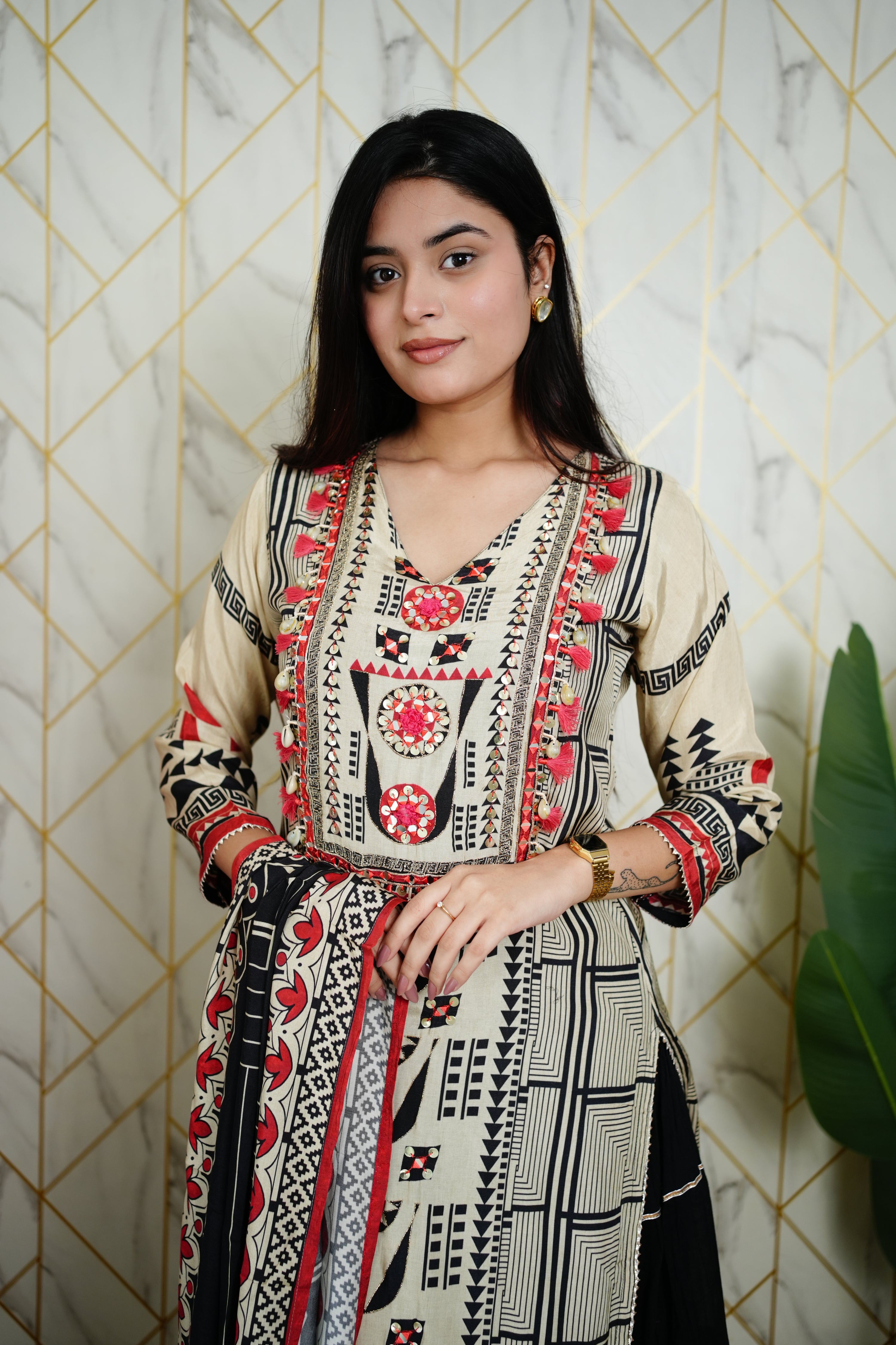 Faiza Muslin Double Layer Dupatta Set - The Jaipur Studio