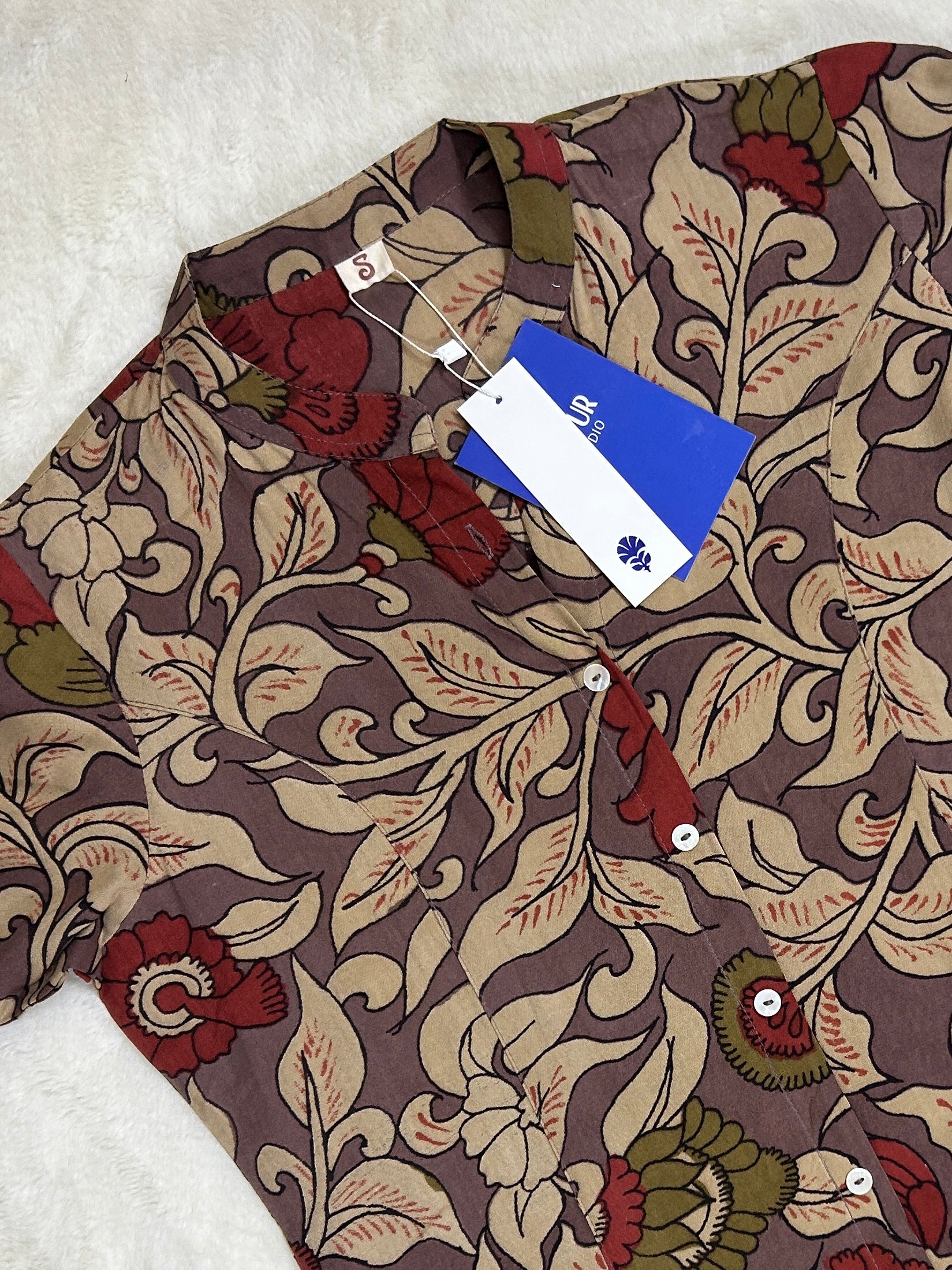 Brown Floral Breathable Rayon Casual Short Top - The Jaipur Studio