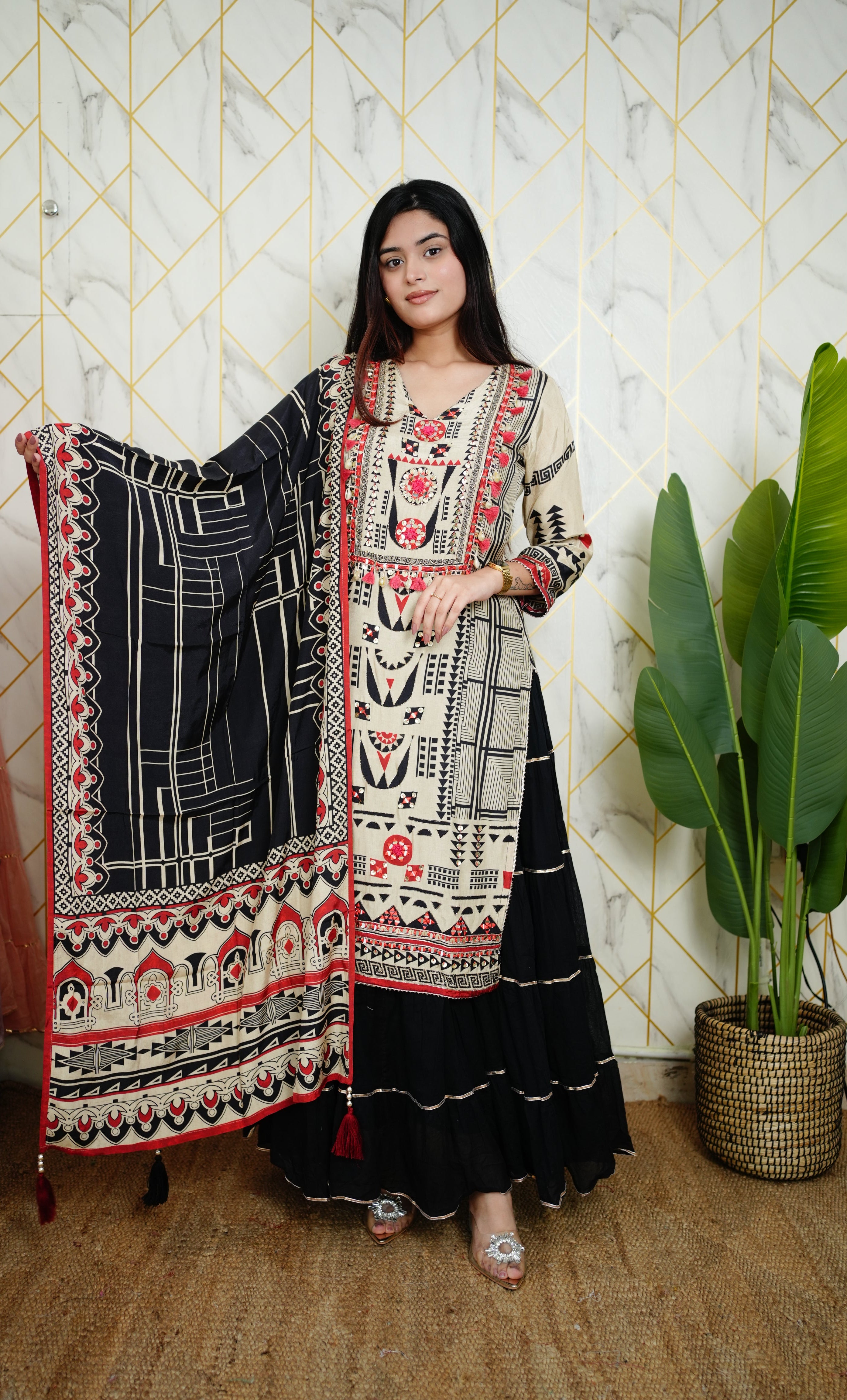 Faiza Muslin Double Layer Dupatta Set - The Jaipur Studio